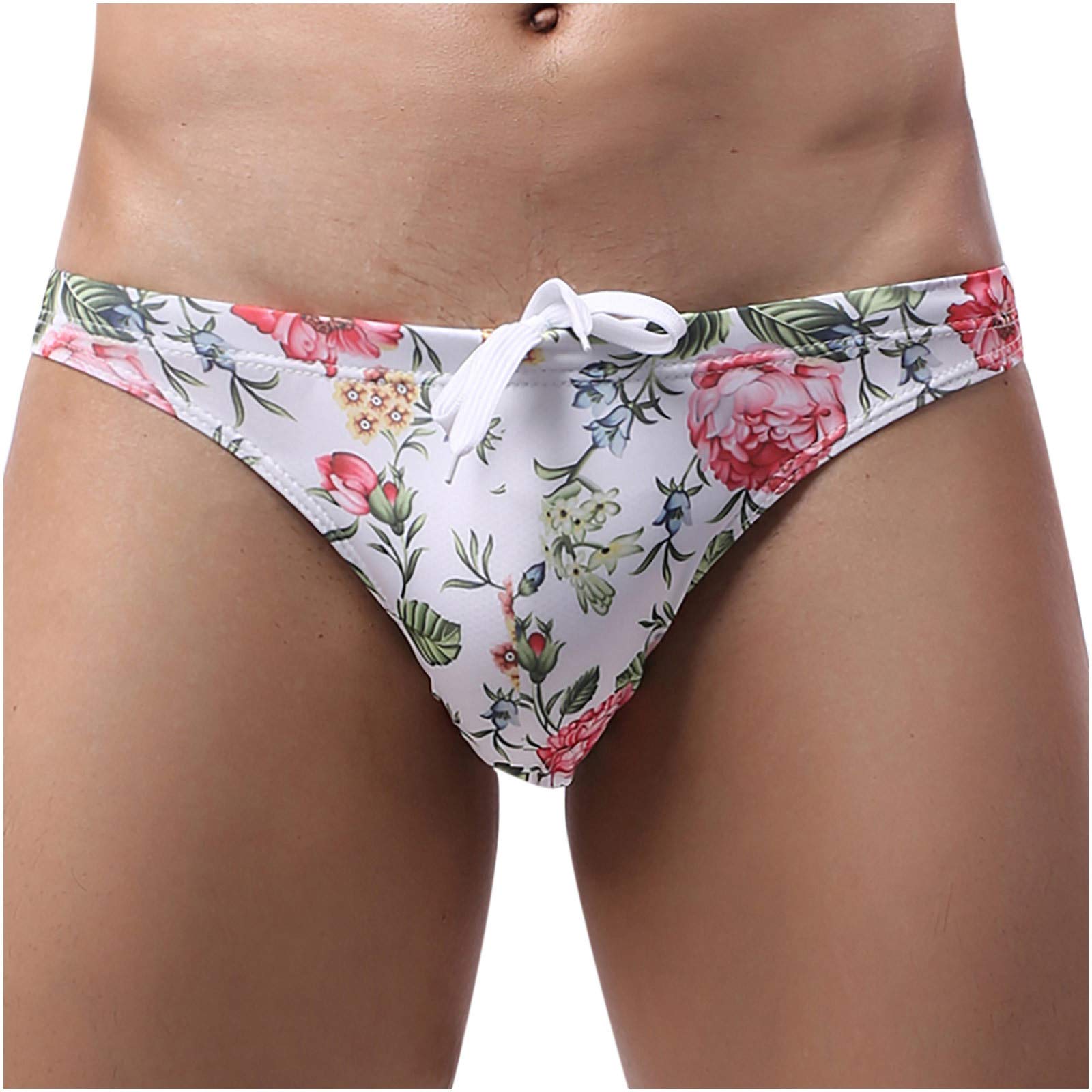 Qvkarw Men's Low-Rise Printed Swim Trunks - Quick Dry Training Underwear & Swim Briefs for Beach, Pool & Water Sports