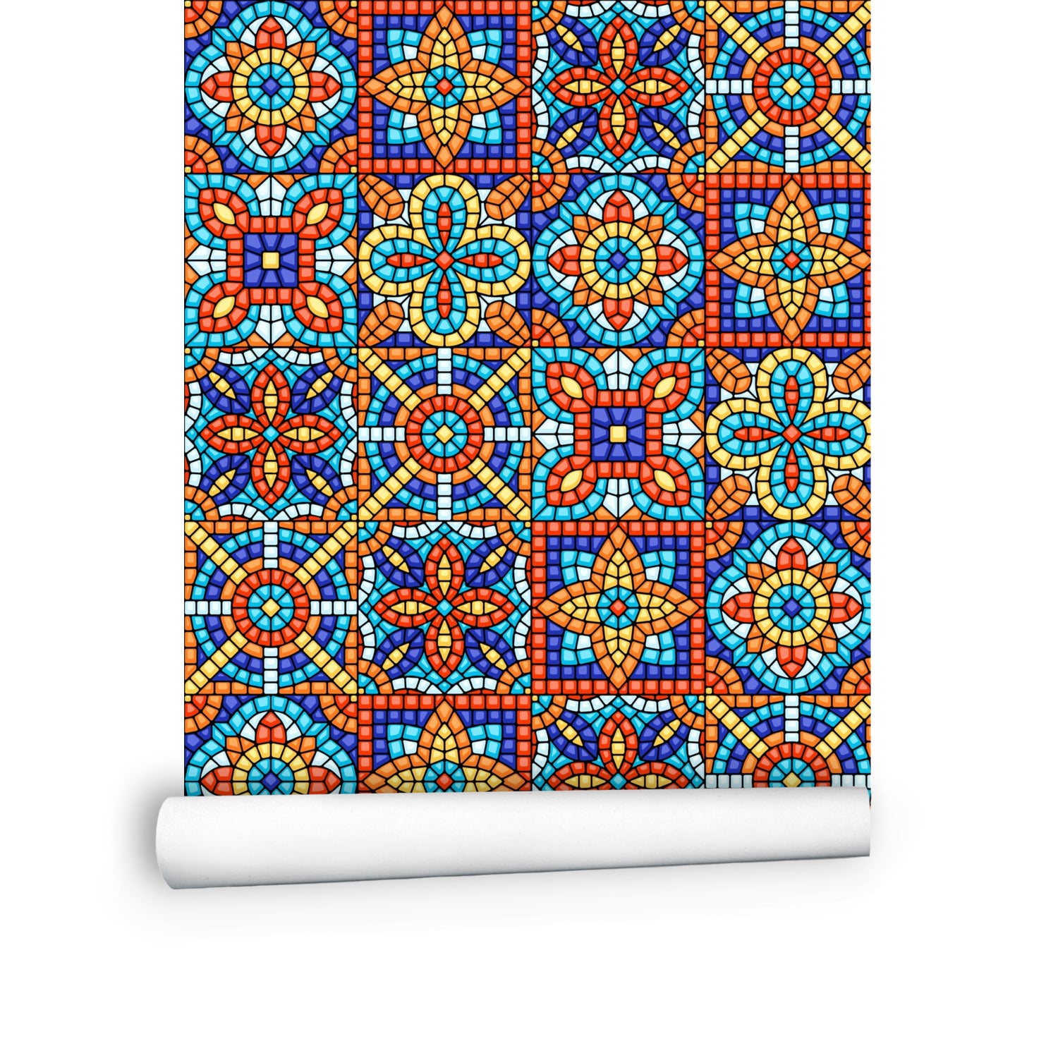 Bold Mosaic Print Wallpaper Panels - Multiple Sizes & Samples Available - Easy to Install for Living Room, Bedroom, Kitchen & Office Decor
