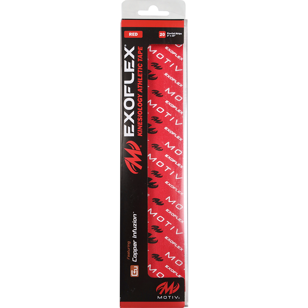 Motiv ExoFlex Kinesiology Tape - Pre-Cut Athletic Sports Tape for Pain Relief & Muscle Support (Red) - Ideal for Running, CrossFit & Injury Recovery