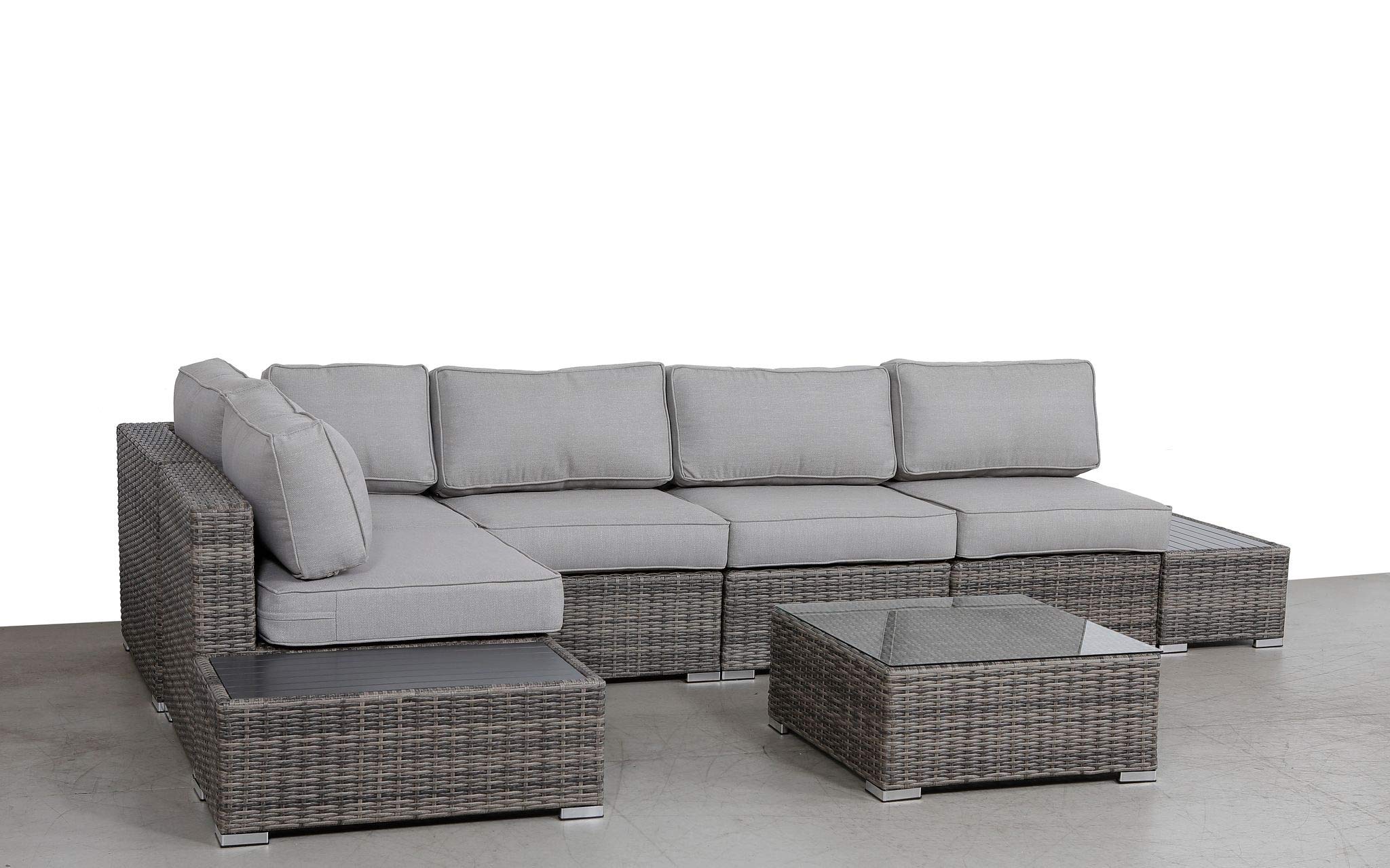 Outdoor Wicker Patio Furniture 8-Piece Sectional Conversation Sofa Set for Backyard, Porch or Pool | Rattan All-Weather Resin Furniture | No Assembly Required | Perfect for Garden, Deck & Outdoor Entertaining [CM-5029]