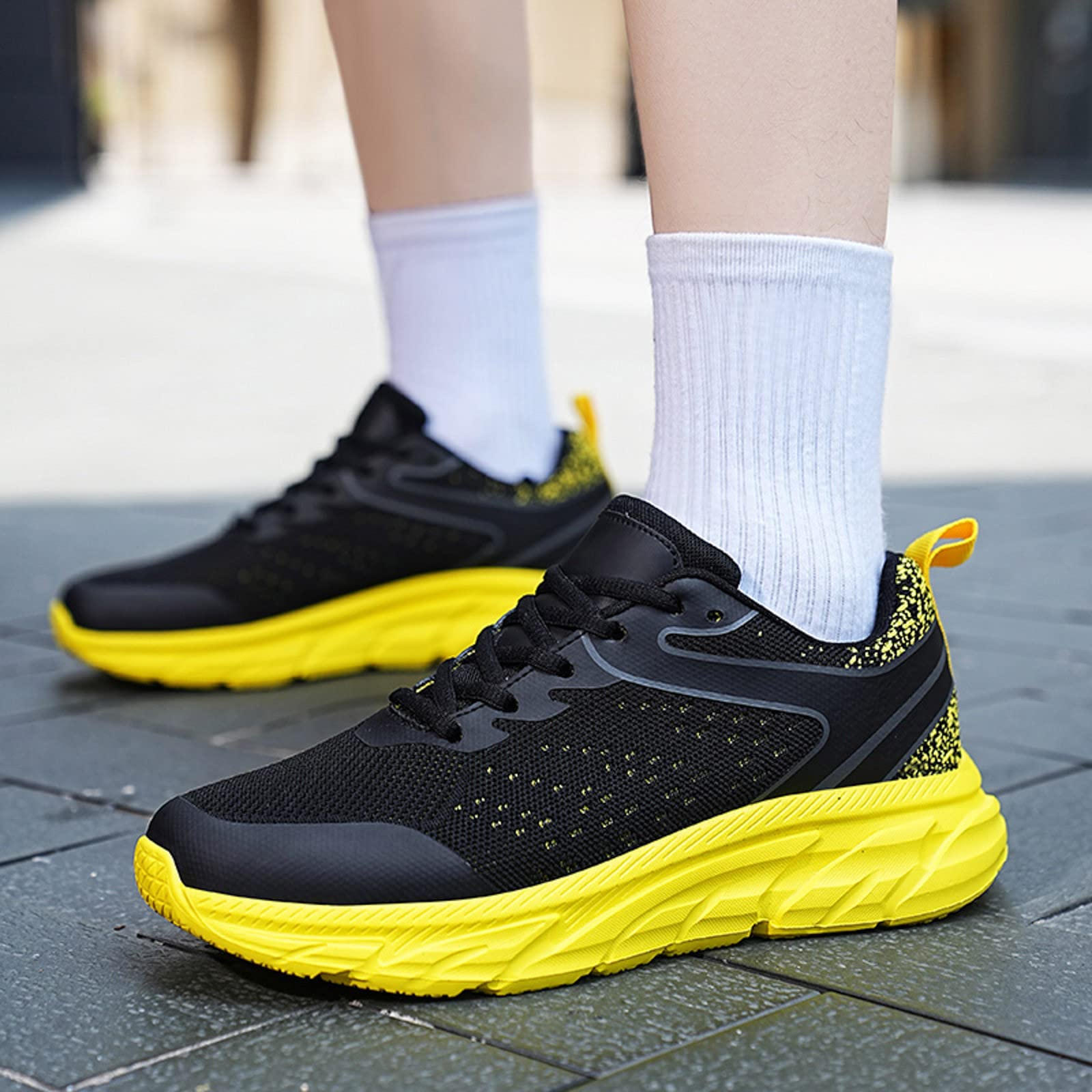 **Men's Lightweight Breathable Running Shoes - Summer Hiking & Trekking Trainers for Jogging, Gym & Outdoor Sports - Comfortable Black Athletic Shoes for Men**
