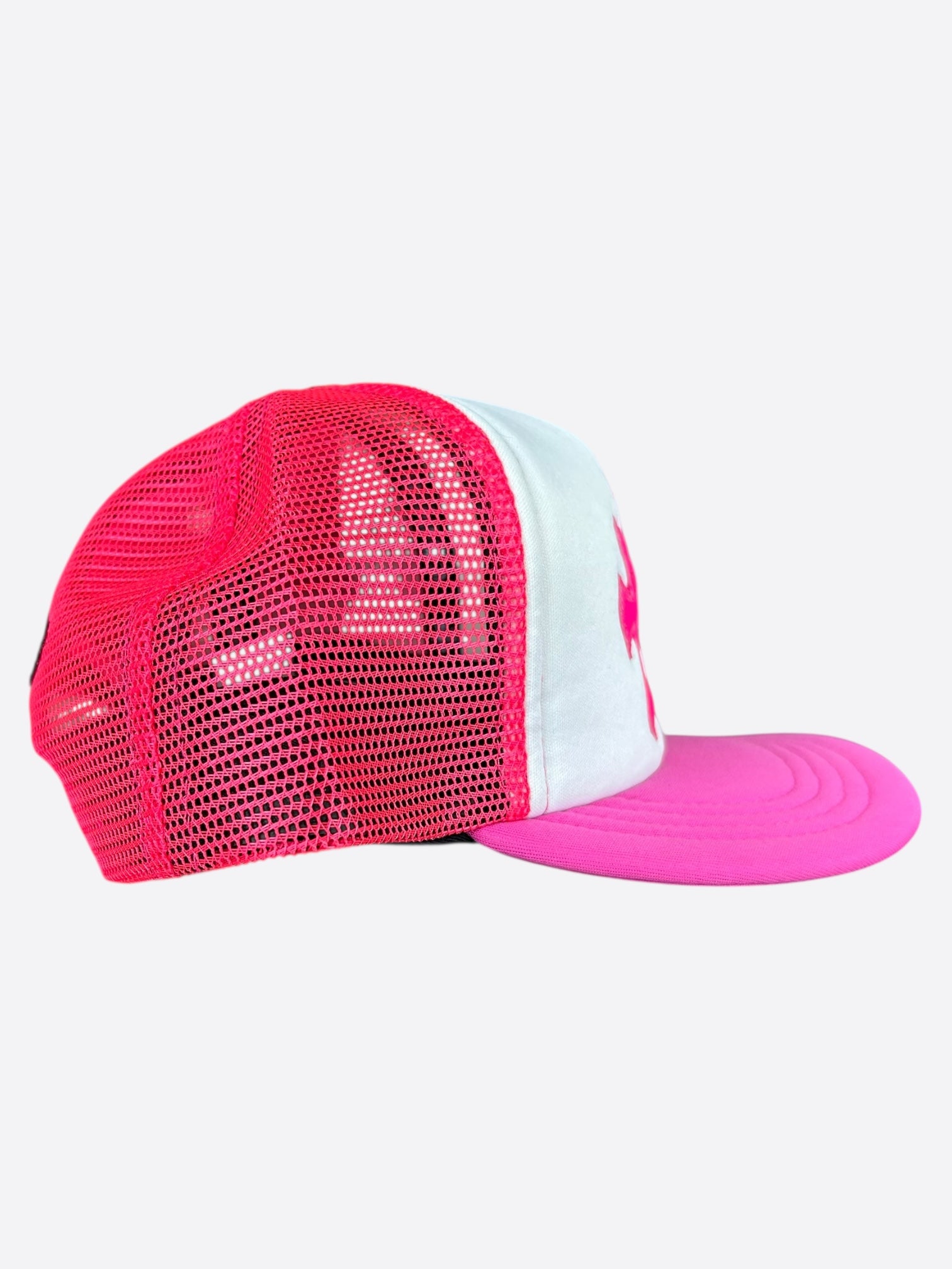 Chrome Hearts Pink Cemetery Cross Patch Trucker Hat - Stylish Embroidered Adjustable Cap for Women & Men - Perfect for Streetwear, Casual Outfits & Music Festivals