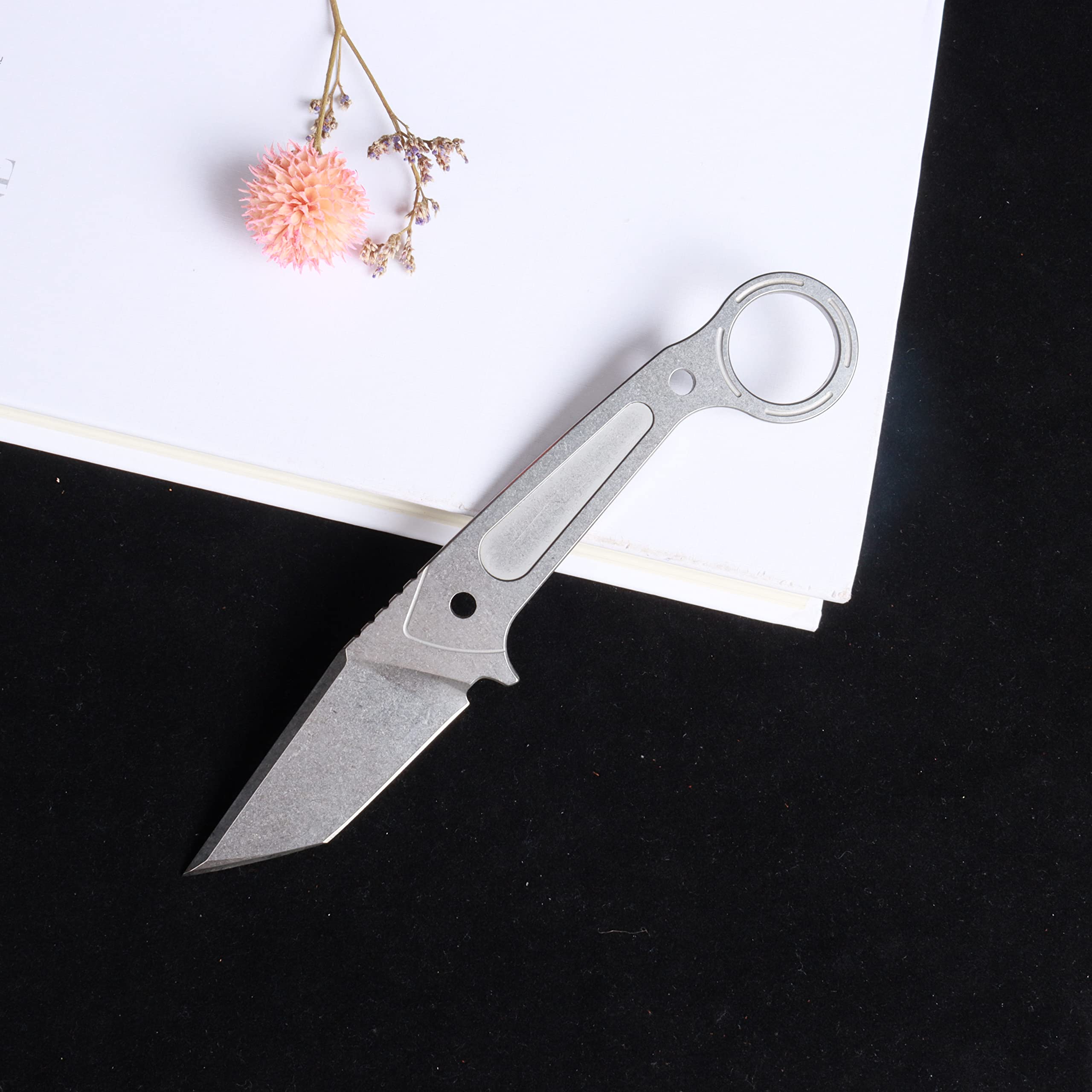 MASALONG Kni184 Fixed Blade Straight Knife - Survival Rescue Tool, Outdoor Camping Knife with Sheath - White - Perfect for Hiking, Hunting & Emergency Situations