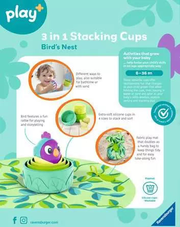 3 in 1 Stacking Cups for Toddlers - Colorful Baby Bath & Beach Toys, Learning & Sensory Play - BPA-Free Plastic Stackable Cups for Kids Outdoor Water Play and Indoor Educational Activities