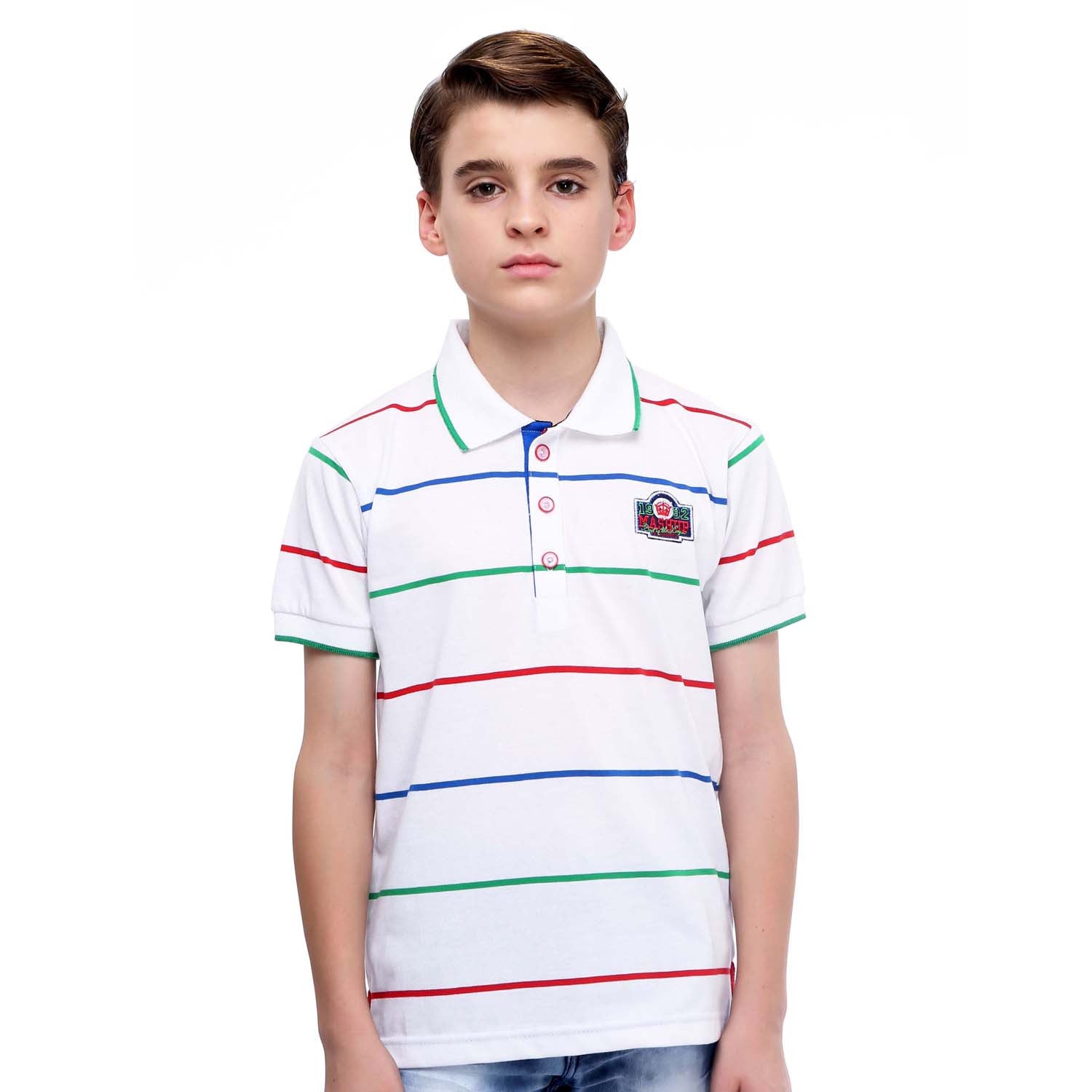 MashUp Super Stripes White Polo T-Shirt for Men - Classic Casual Short Sleeve Shirt - Perfect for Office, Golf, and Summer Outfits