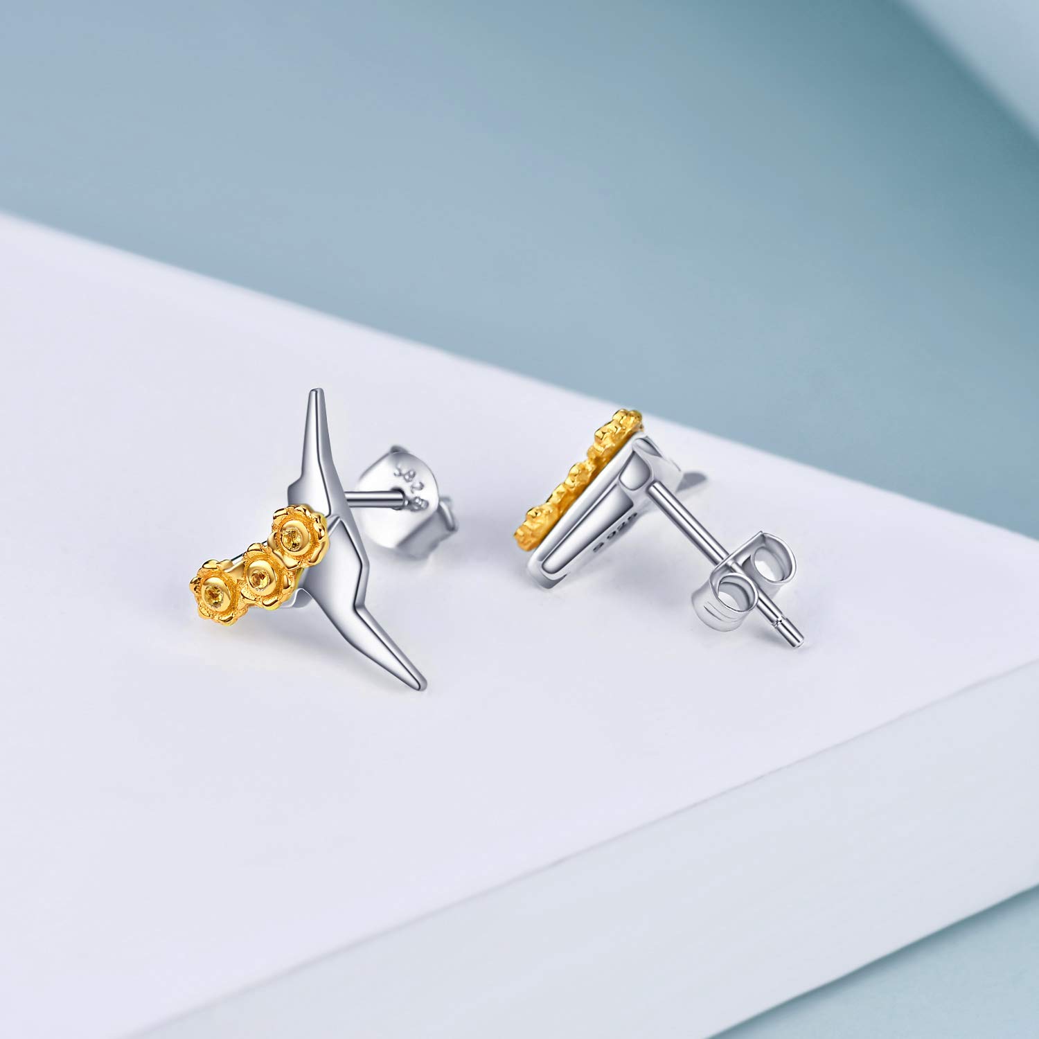 Sterling Silver Origami Hummingbird Stud Earrings - Elegant Circle Snake Jewelry for Women & Girls | Perfect Gift for Birthday, Anniversary & Everyday Wear