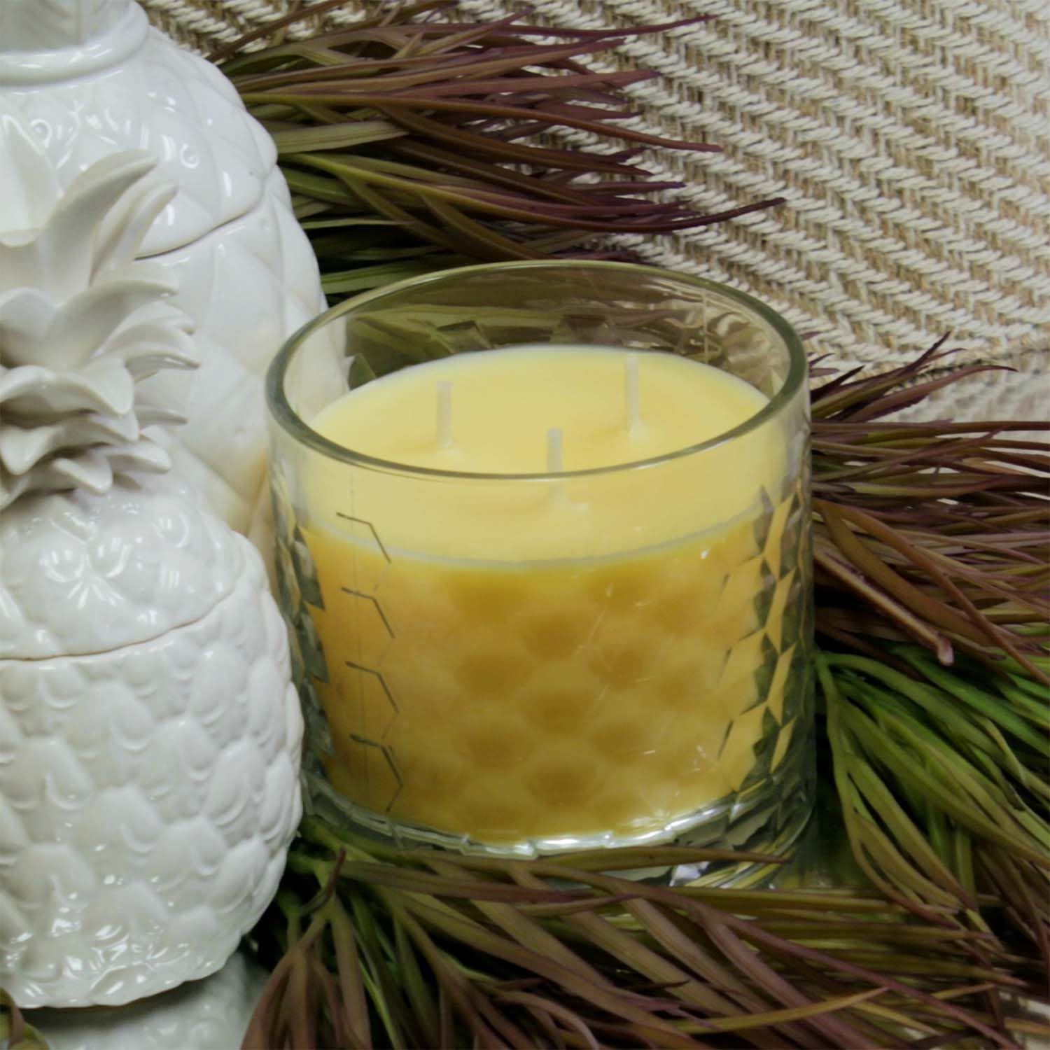 Habersham Polynesian Pineapple 3-Wick Scented Candle - 40 Hour Burn Time, Long-Lasting Fragrance, Soy Wax Blend in 12.5oz Glass Jar - Perfect for Home Decor, Relaxation & Gift Giving