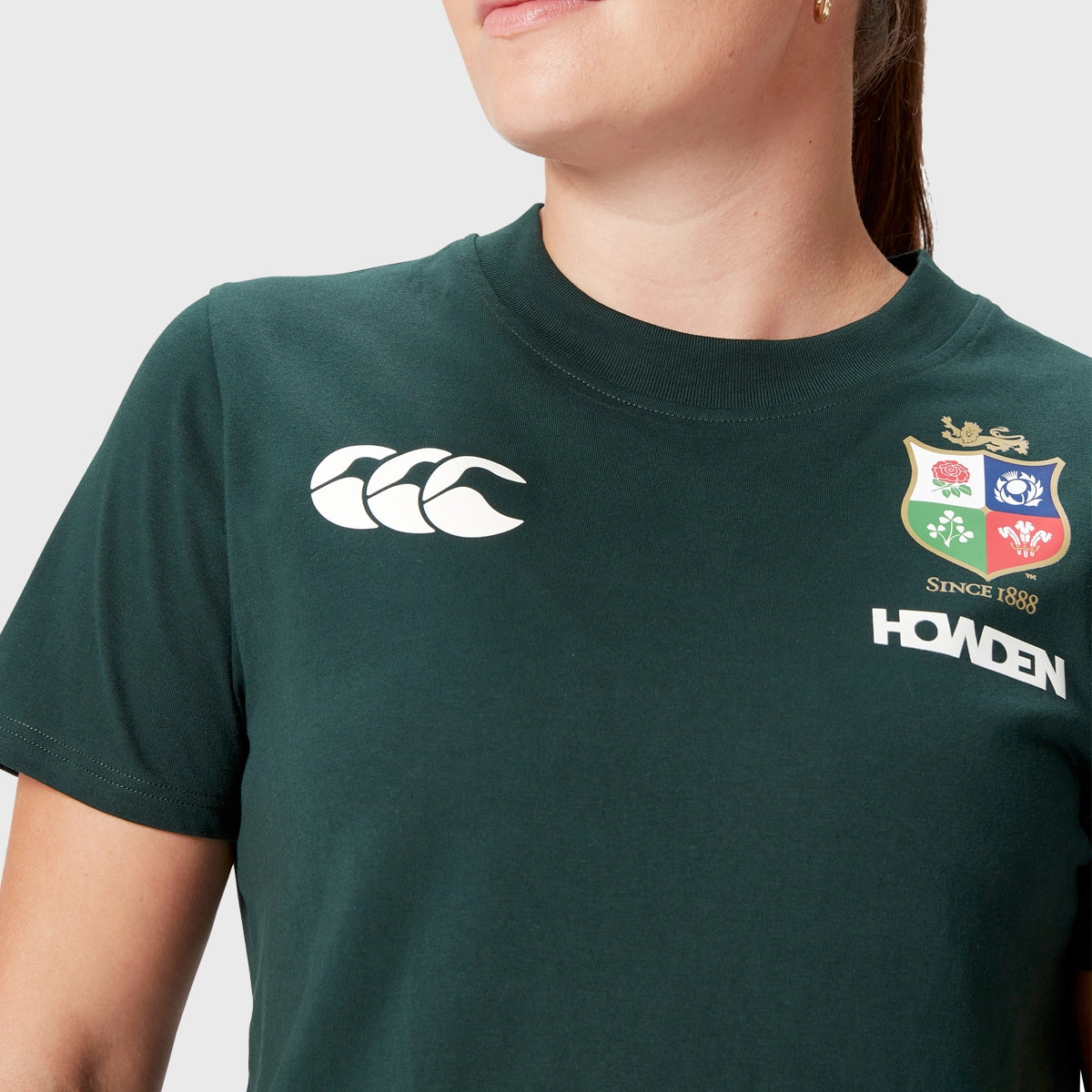 Canterbury British & Irish Lions Women's Cotton T-Shirt - Green Rugby Jersey for Fans | Game Day & Casual Wear