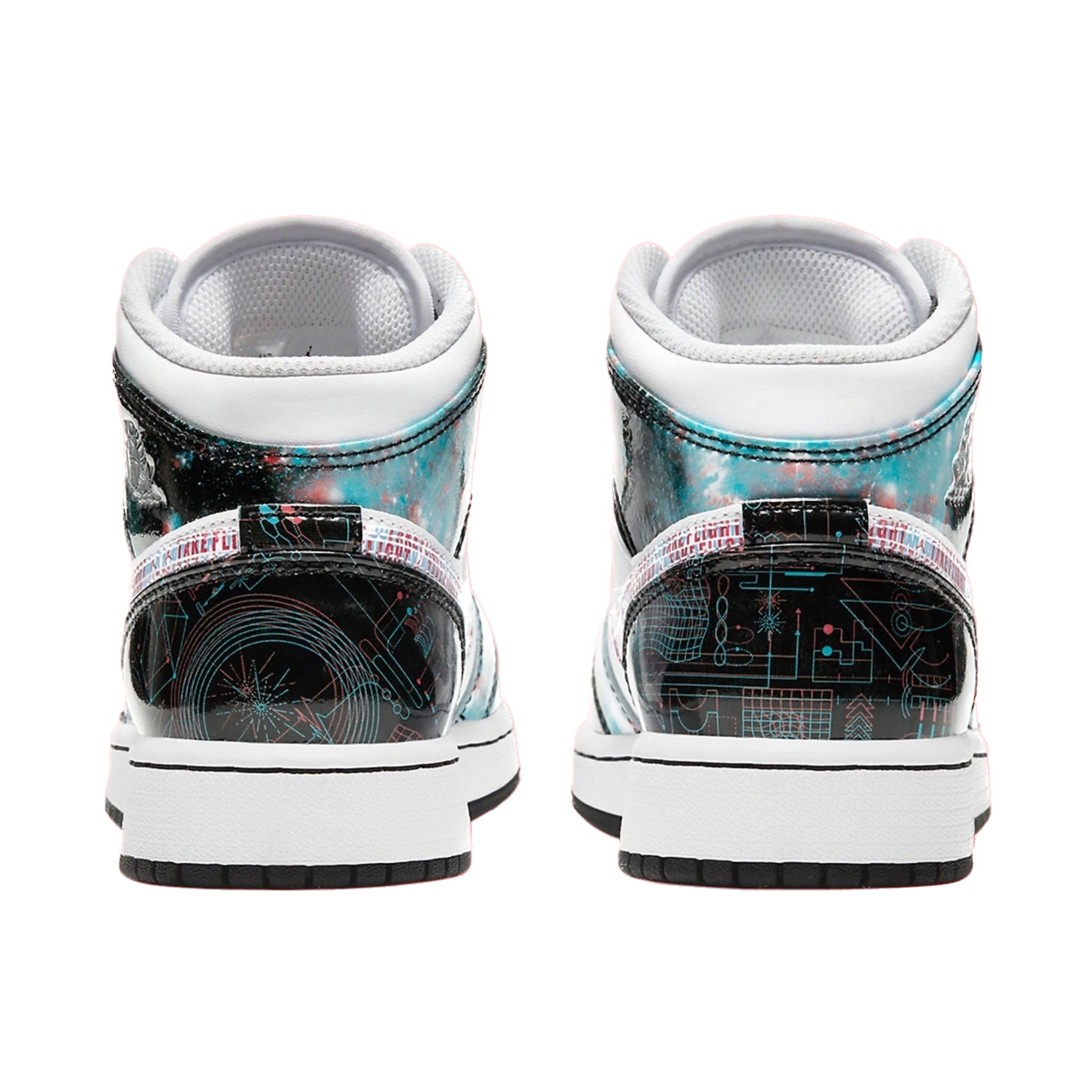 Air Jordan 1 Mid SE (GS) Take Flight Sneakers - White, Bright Crimson & Blue Hero Basketball Shoes for Kids | Perfect for School, Sports & Streetwear Fashion