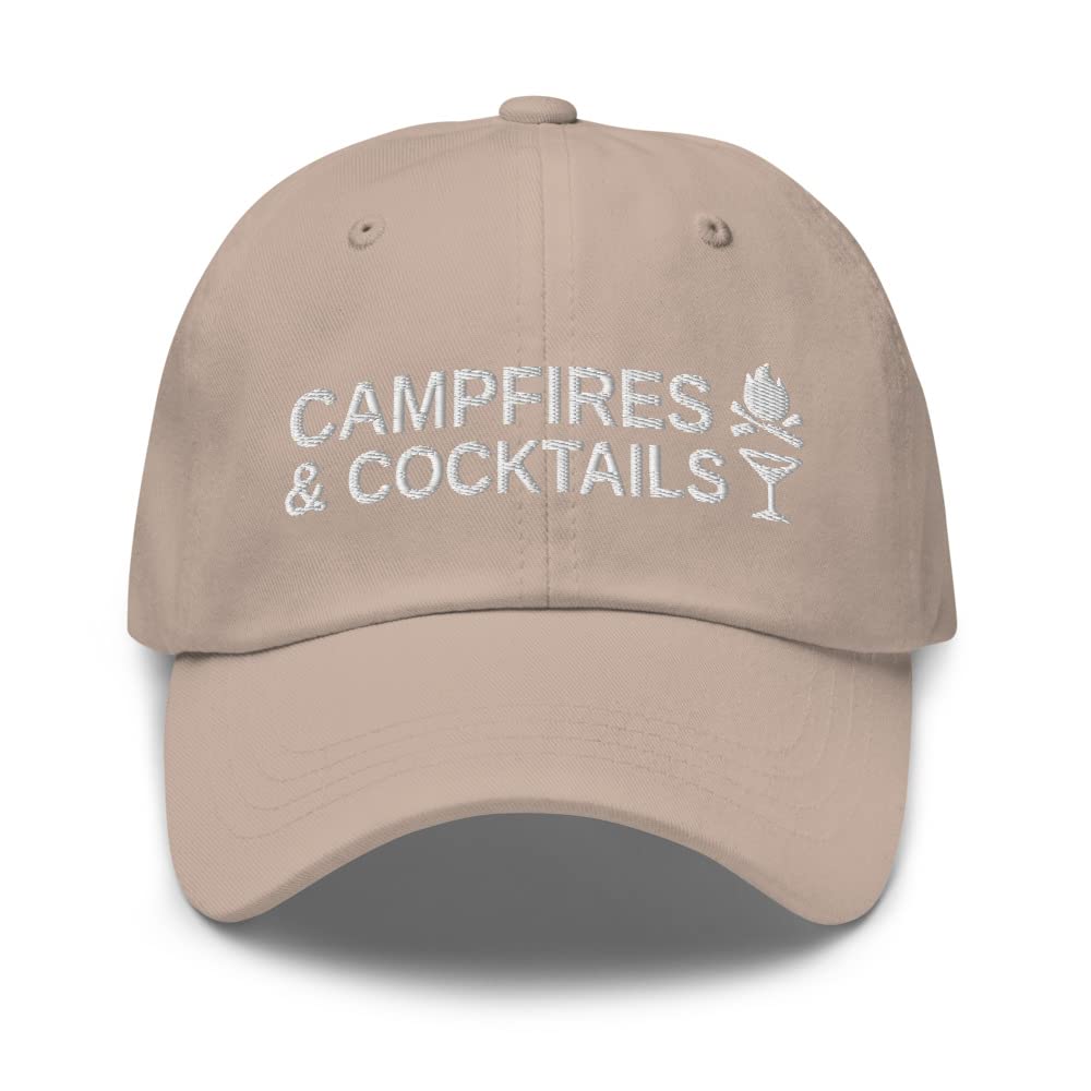 Campfires and Cocktails - Unique Camping Gifts for Outdoor Enthusiasts, Novelty Camping Accessories & Dad Hat for Men - Perfect for Hiking, Backpacking & Camping Adventures