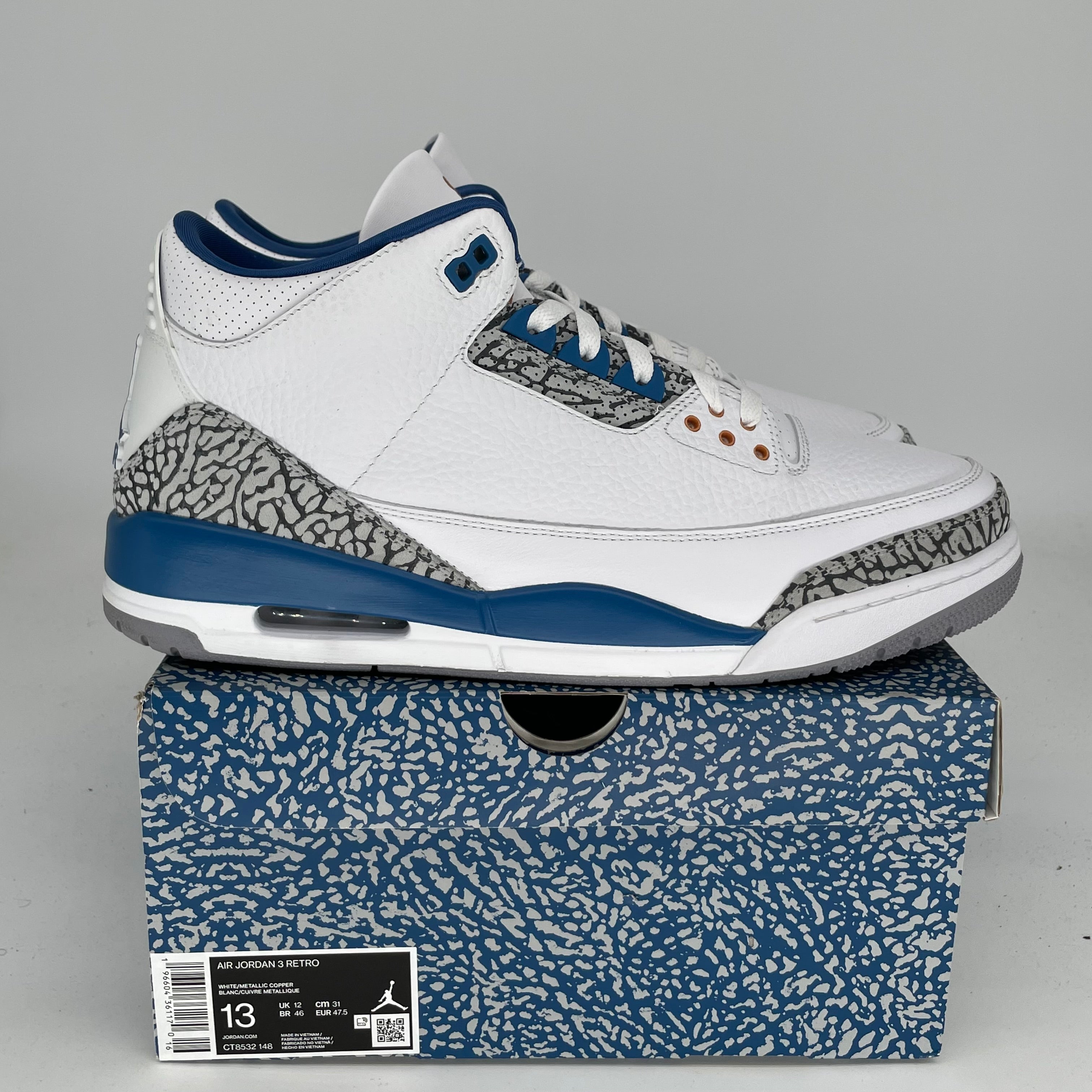 AIR JORDAN 3 WIZARDS Basketball Shoes Men's Size 13 Retro Sneakers CT8532-148 - Perfect for Streetwear, Casual Outfits & Basketball Games