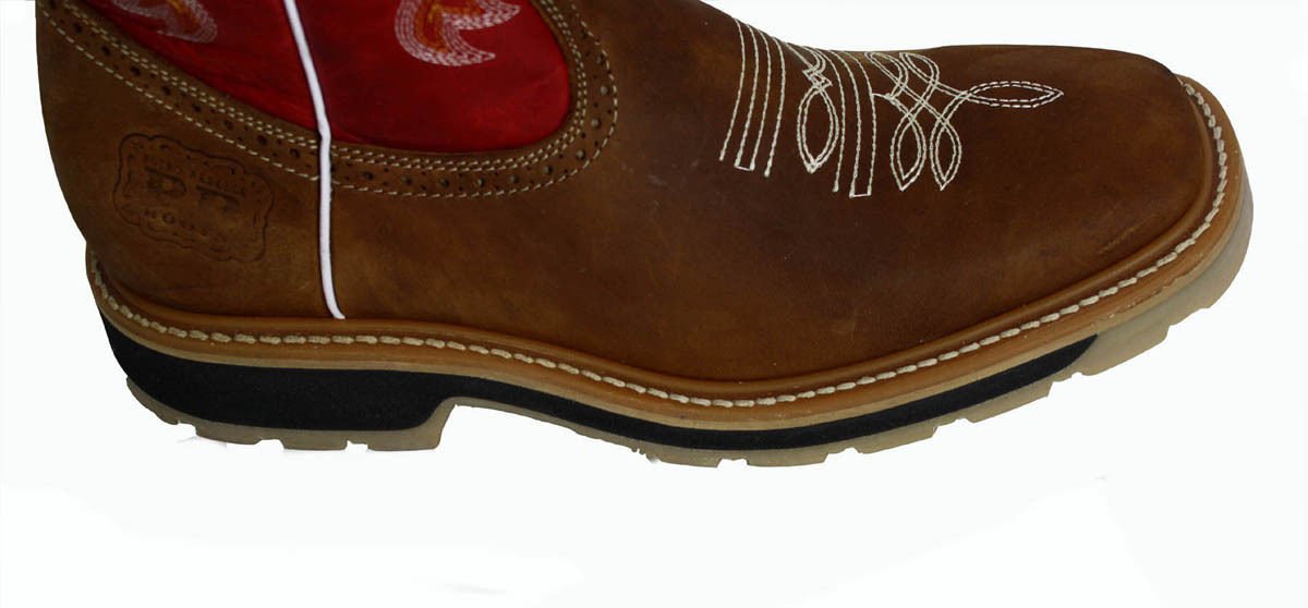 **Men's Genuine Cowhide Leather Cowboy Boots - Square Toe Western Rodeo Boots for Country Riding, Line Dancing & Outdoor Adventures**