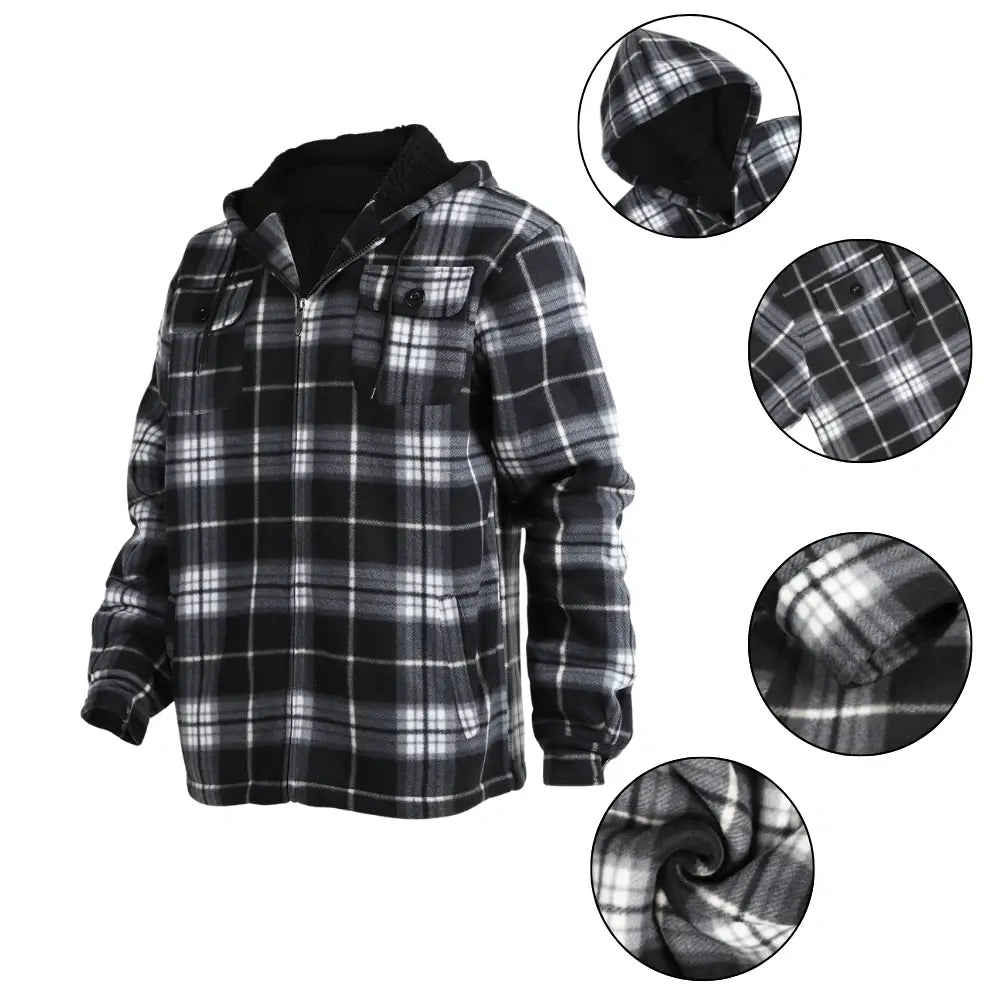 Men's Plaid Sherpa Lined Jacket - Warm Winter Flannel Shirt Jacket for Outdoor Activities & Casual Wear