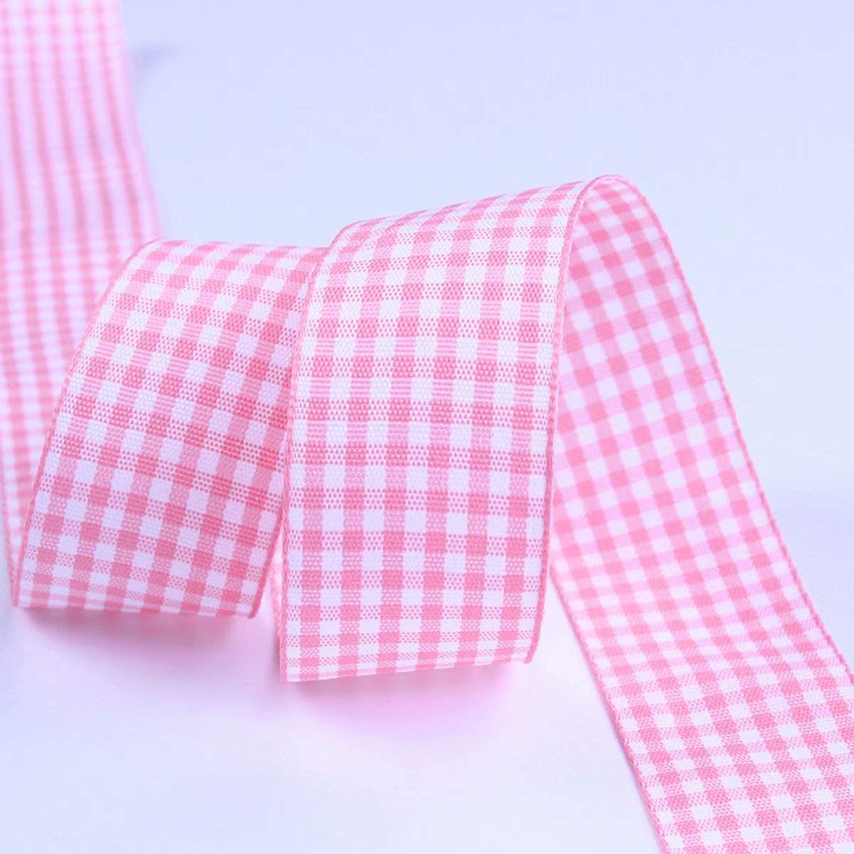 Double-Sided Gingham Plaid Checkered Silk Satin Ribbon Roll - 1.5