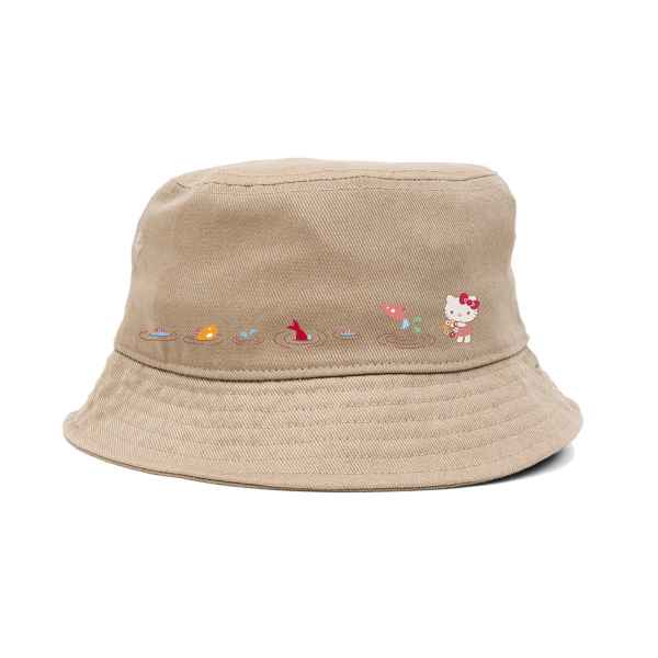 Sanrio Hello Kitty Mushroom Fishing Bucket Hat for Girls - Natural Color | Cute Kawaii Sun Hat for Outdoor Activities, Beach, and Summer Fashion
