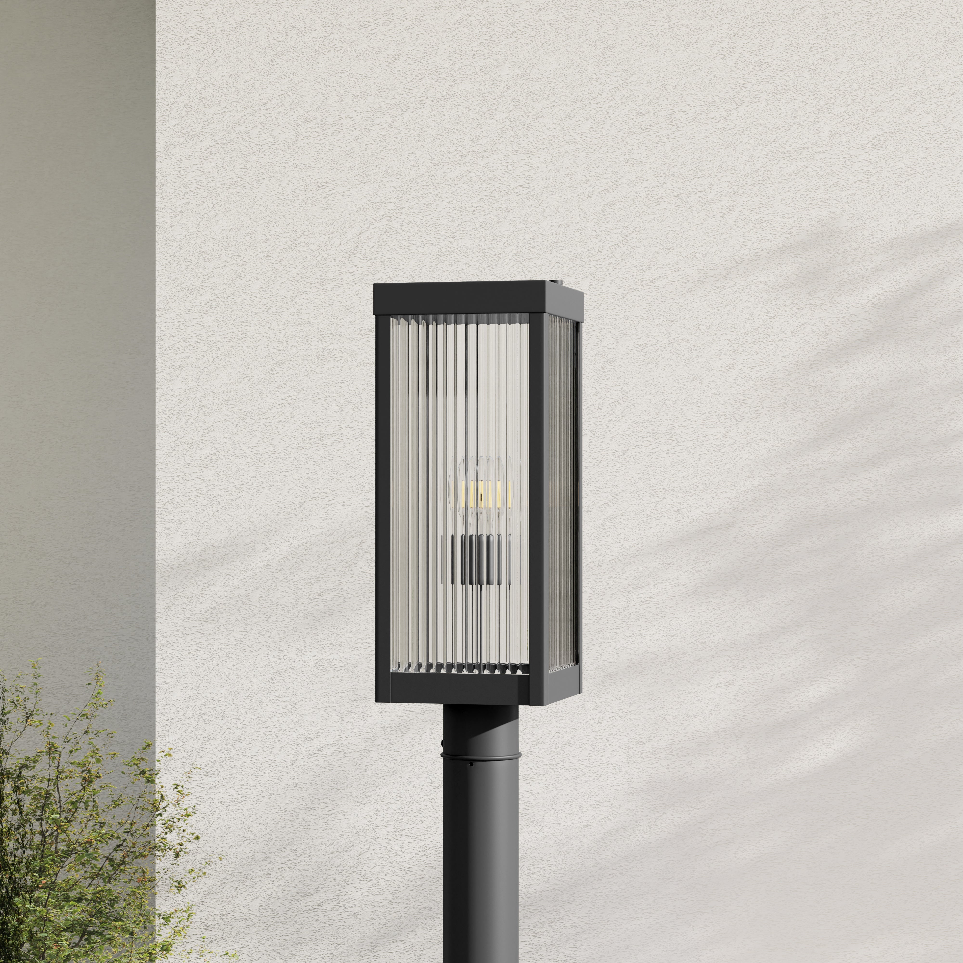 Felton Collection Outdoor One Light Post Lantern - Black Metal Wall Mounted Exterior Light Fixture for Porch, Garden, Patio & Driveway Lighting