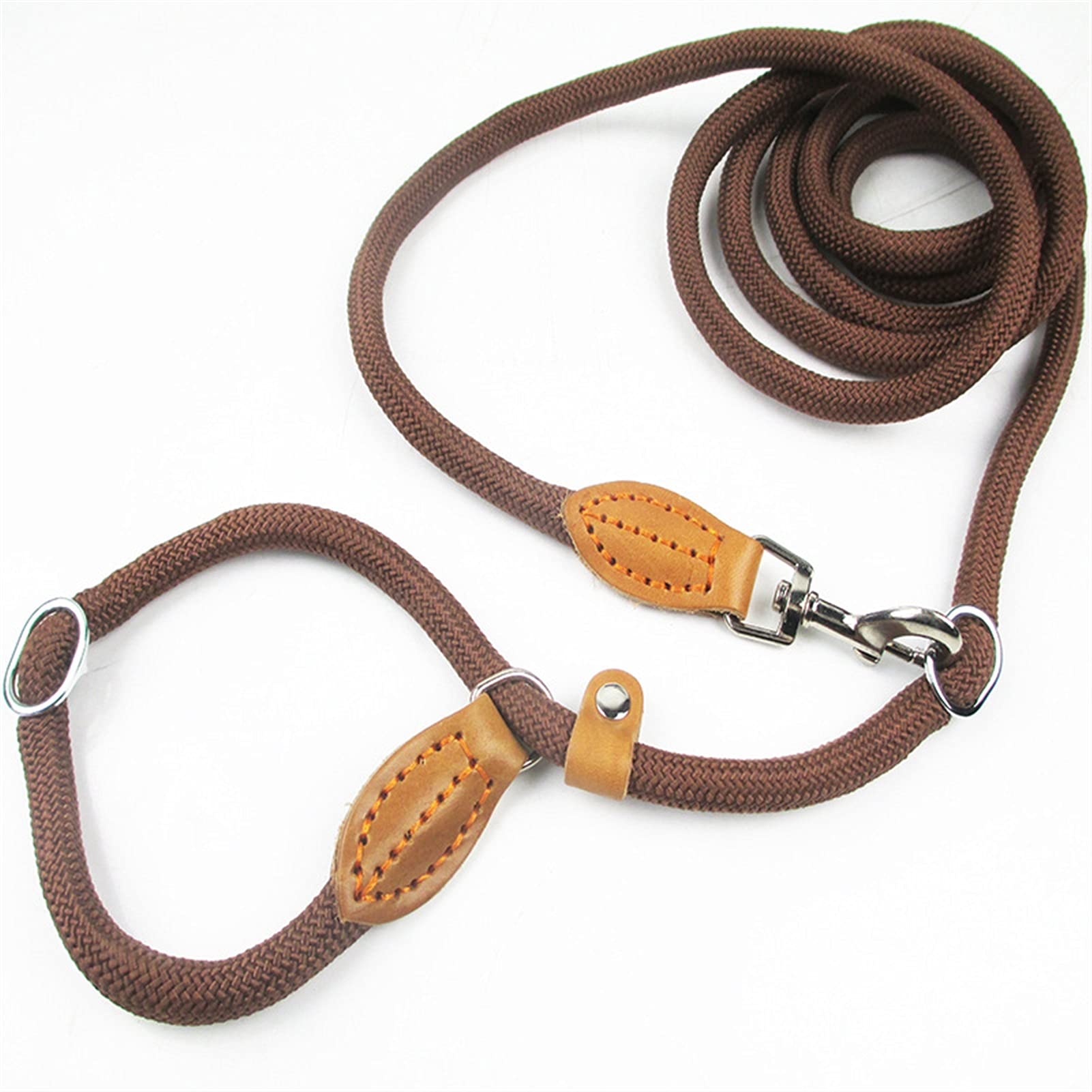 NFEGSIYA Multifunctional Nylon Dog Leash & Slip Collar - Adjustable Pet Walking Lead for Small, Medium, Large Dogs (Brown, 1.0cmX260cm) - Perfect for Training, Walking, and Outdoor Adventures