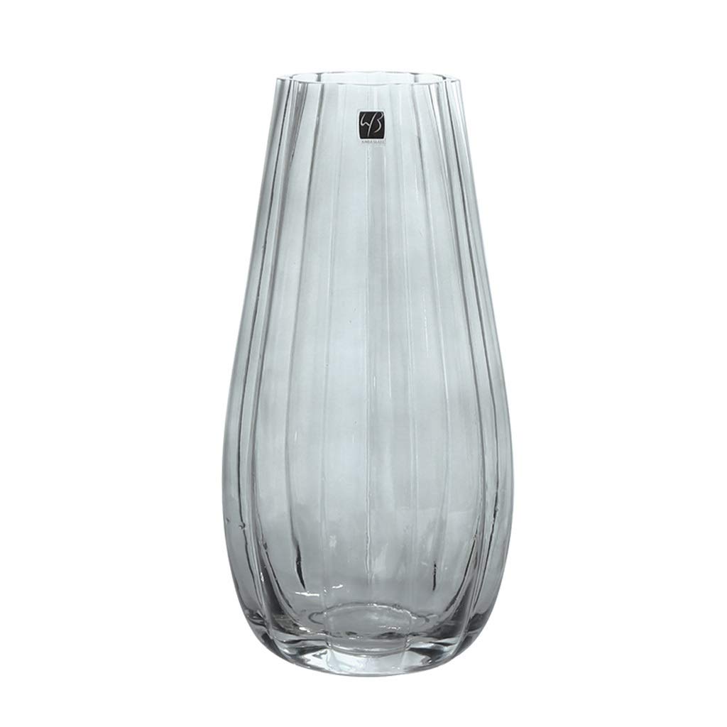 Stylish Glass Vase for Flowers - Hydroponic Plant Container, Home Wedding Office Decor - 5 Colors & 2 Sizes (19cm/25.5cm) - Perfect for Centerpieces, Table Decorations and Gift Giving (Large Gray)