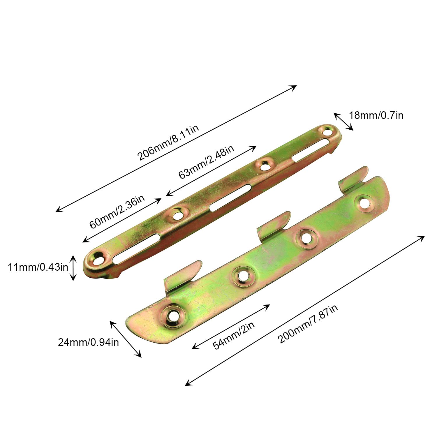 4PCS Heavy Duty Bed Hinge Connectors - 8 Inch Bed Rail Brackets for Wooden Bed Frame, Headboard & Footboard Installation | Durable Metal Hardware for DIY Bed Assembly & Furniture Repair