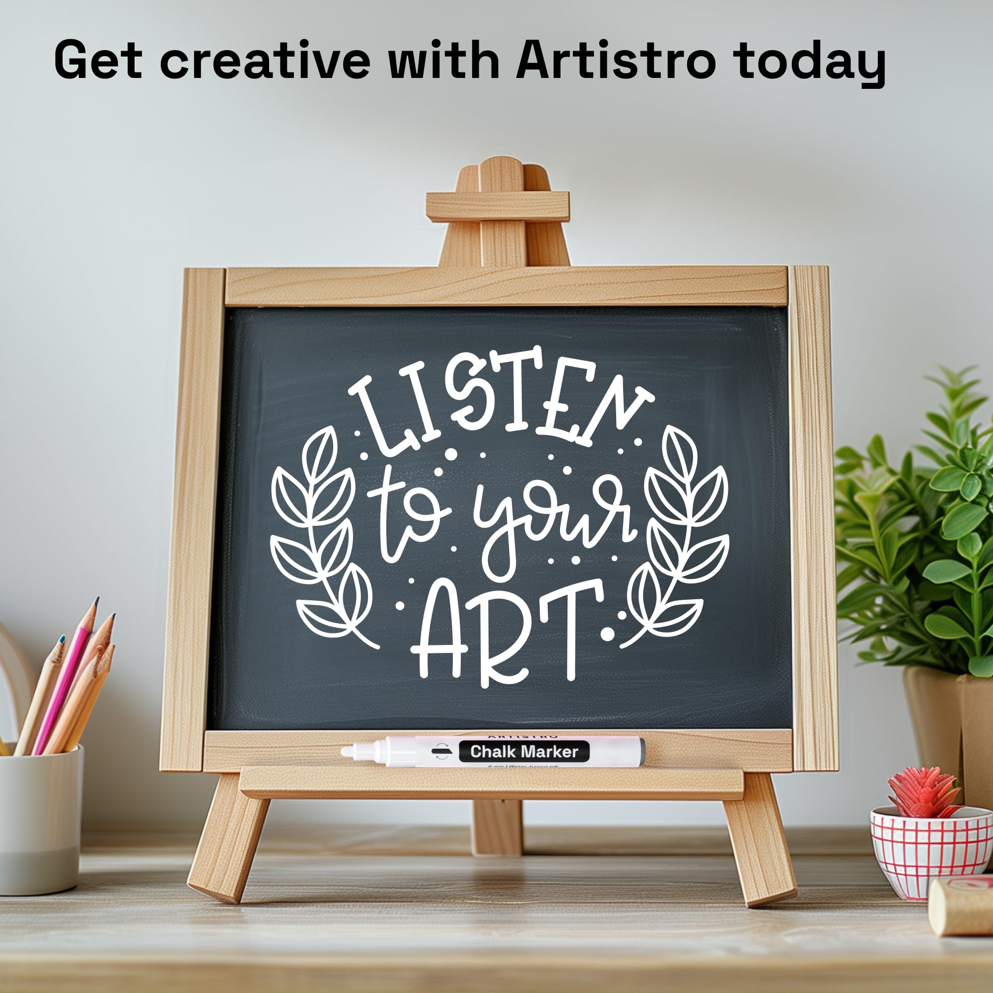 ARTISTRO 2-Pack White Liquid Chalk Markers - Erasable Chalkboard Pens with 6mm Reversible Tip for Blackboard, Glass, Car Windows & More - Perfect for Restaurants, Bistros, Signage & DIY Projects