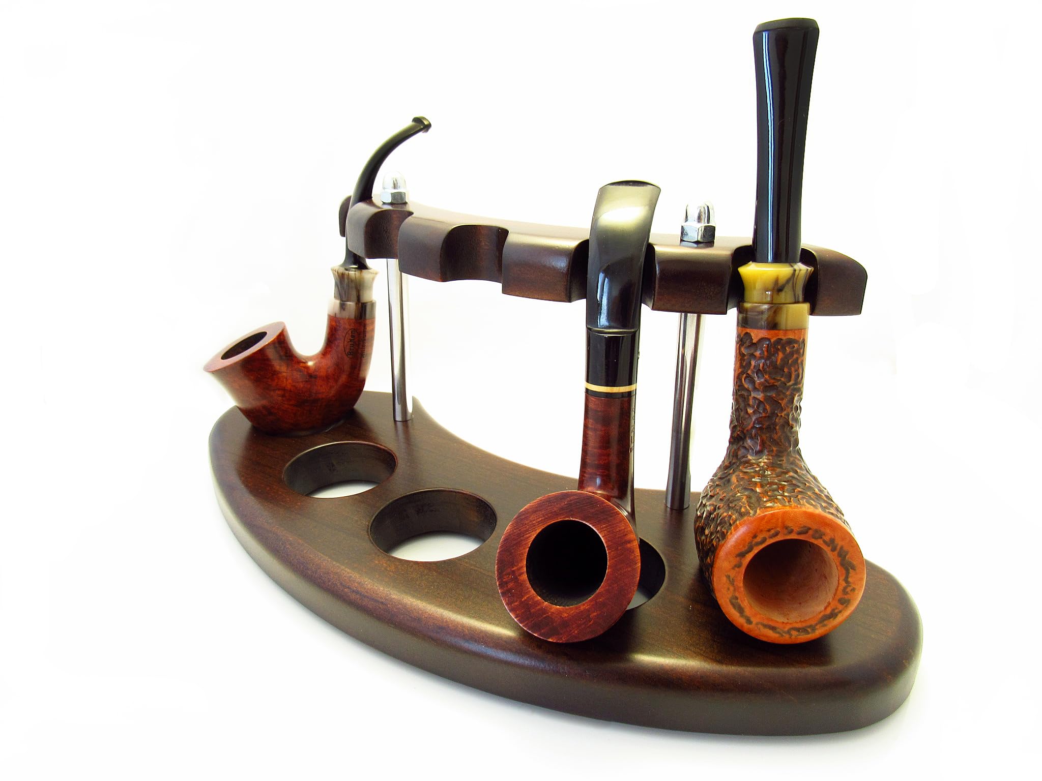 Handcrafted Wooden Pipe Stand Rack Holder for 5 Tobacco Smoking Pipes - Premium Brown Display Organizer | Perfect for Pipe Collectors, Smoking Lounges & Home Decor