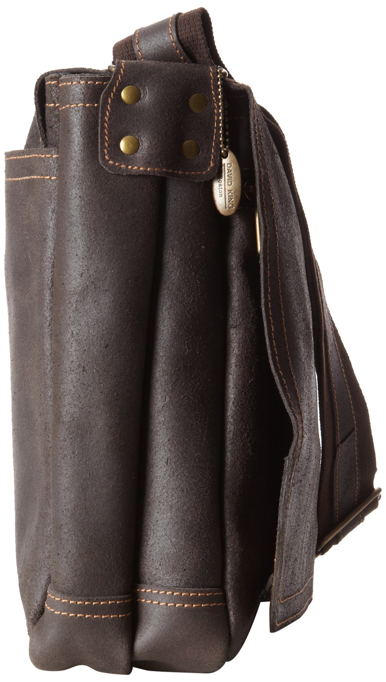 David King & Co. Genuine Leather Distressed Full Flap Laptop Messenger Bag in Cafe Brown - Stylish & Durable Work Bag for Business Professionals & College Students