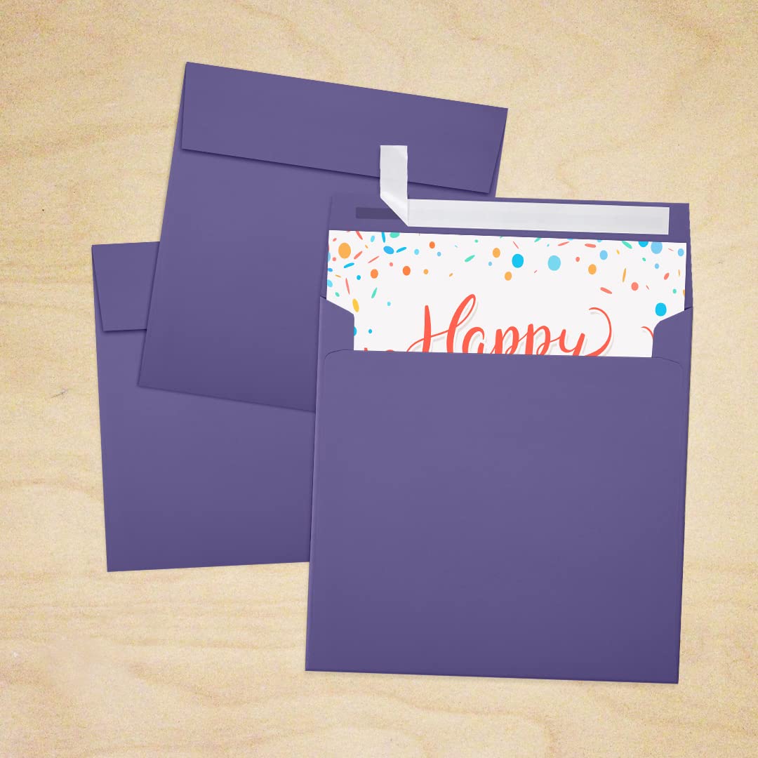 Premium LUXPaper Square Invitation Envelopes 5x5 Inches - Wisteria Purple 80lb Text Weight (Pack of 500) - Self-Seal Peel & Press Closure for Weddings, Parties, Greeting Cards and Special Events