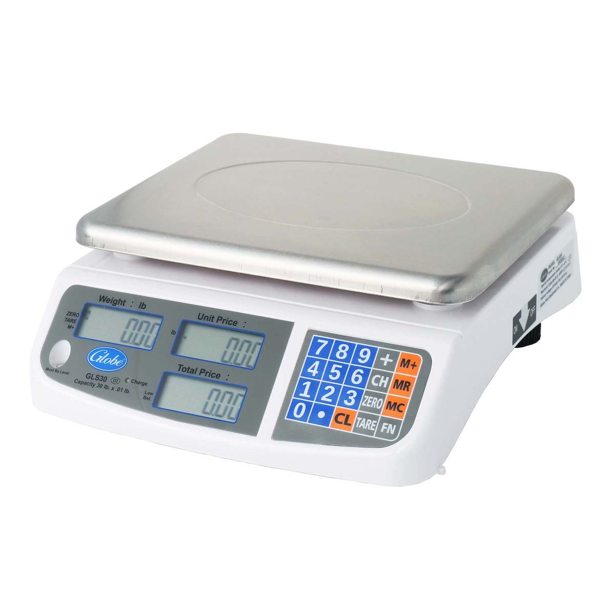 Globe GLS30 Digital Price Computing Scale - 30 lb Capacity Commercial Food Scale with LCD Display | Perfect for Grocery Stores, Delis, and Farmers Markets