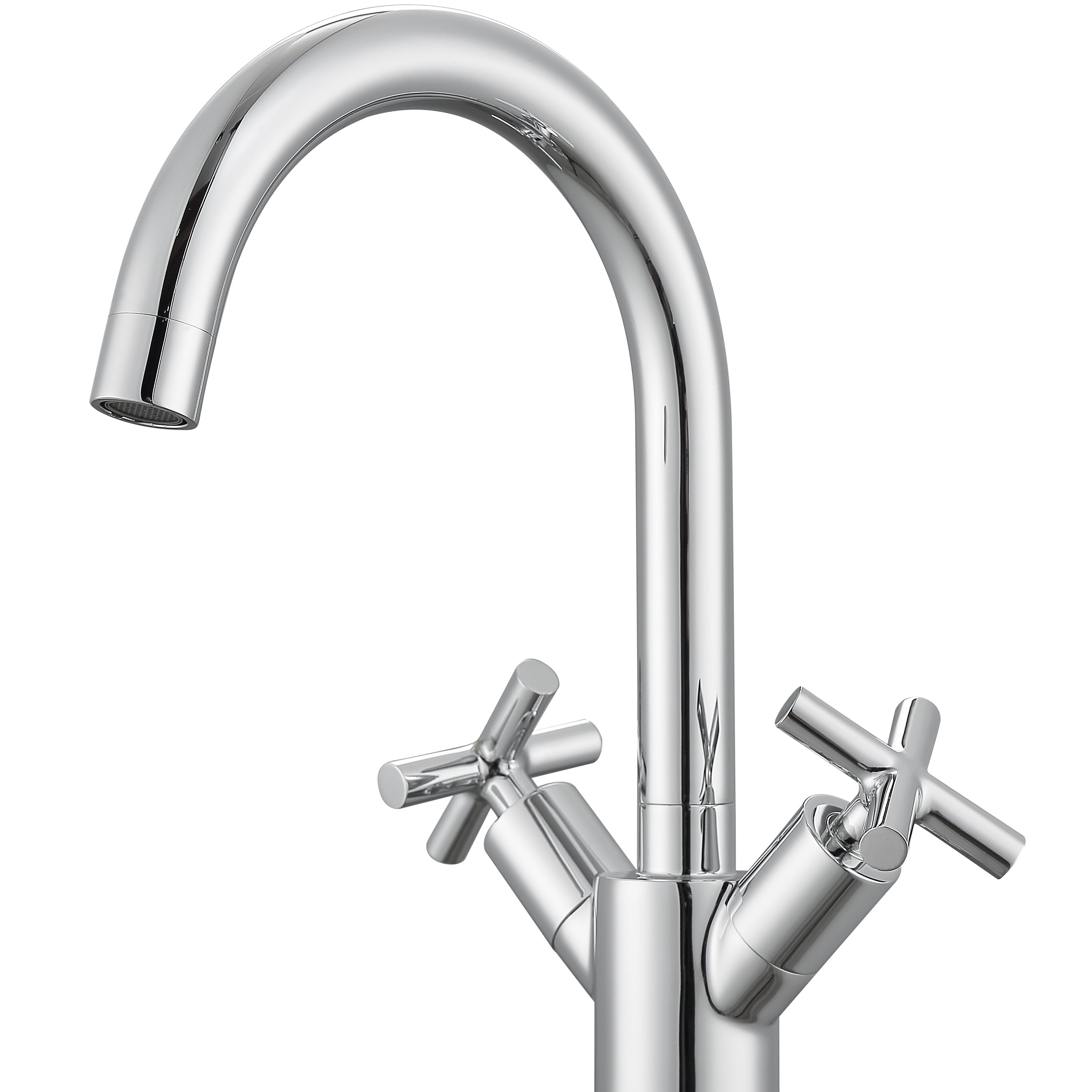 Chrome Single Hole Cross Handle Bathroom Faucet - Ava Series | Modern Water-Saving Design for Sink, Vanity & Powder Room Installation