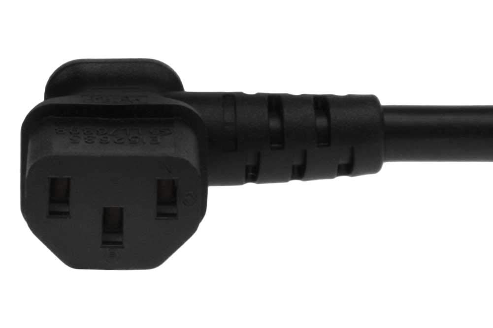 10ft Low Profile Right Angle NEMA 5-15P to C13 Power Cord - 18AWG SJT Heavy-Duty 10A 125V - Perfect for Home Office, Gaming PC & Server Rack Cable Management