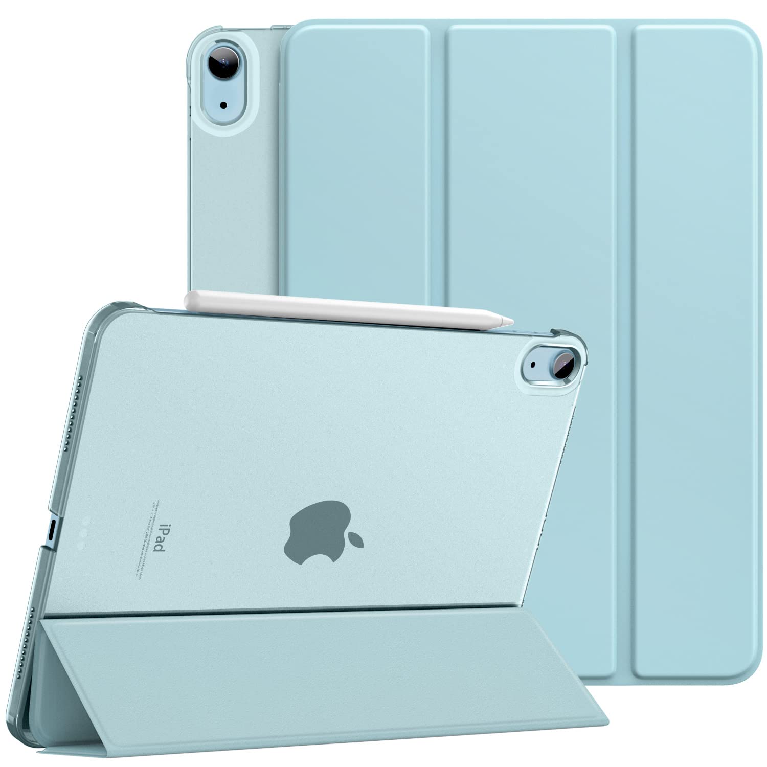 Dadanism Slim Stand Case for iPad Air 5th/4th Generation (2022/2020) 10.9 Inch - Magnetic Charging, Auto Wake/Sleep, Touch ID Support - Protective PC Back Shell Cover - Perfect for Work, Travel & Home Use - Blue