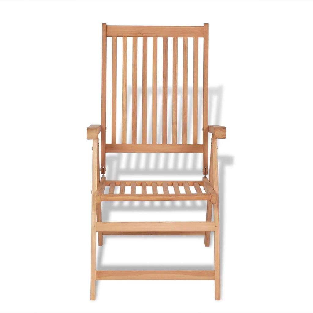 Premium FAMIROSA Reclining Garden Chairs Set of 2 - Solid Teak Wood Outdoor Patio Lounge Chairs for Backyard, Poolside & Beach Relaxation