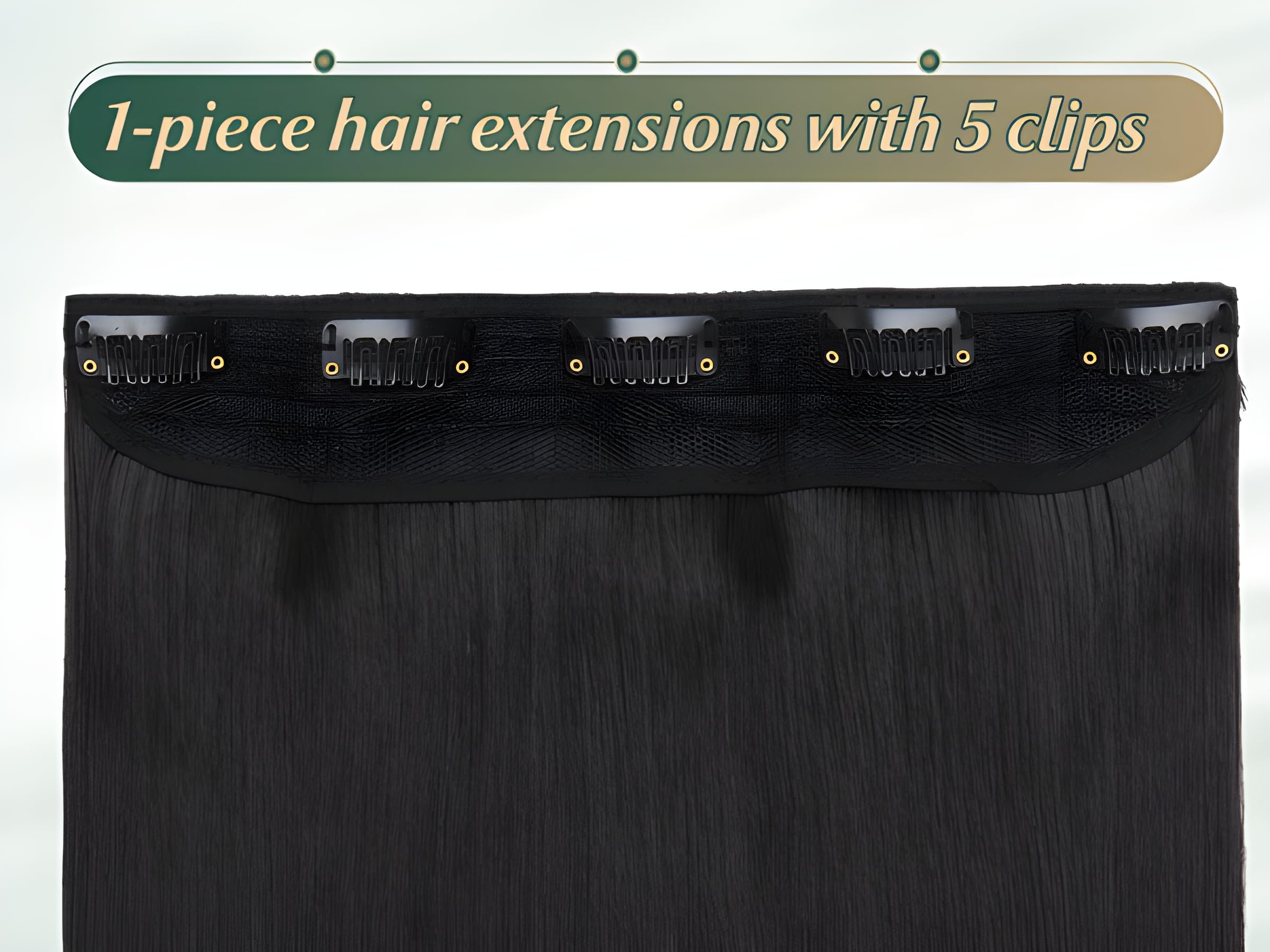 5-Pack Black & Dark Brown 26-Inch Long Straight Clip-In Hair Extensions for Women - Easy to Wear, Natural Look for Daily Styling, Parties & Special Occasions