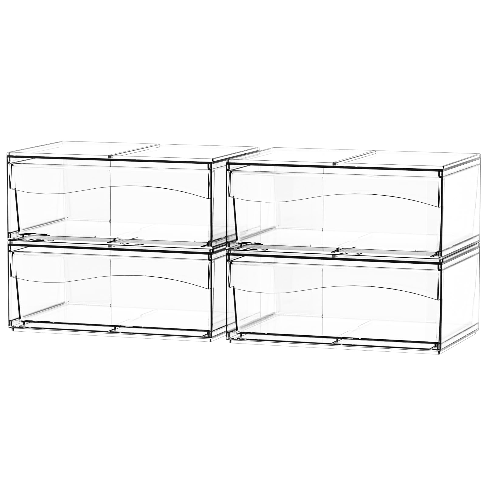 4 Pack Clear Acrylic Stackable Storage Bins - 12