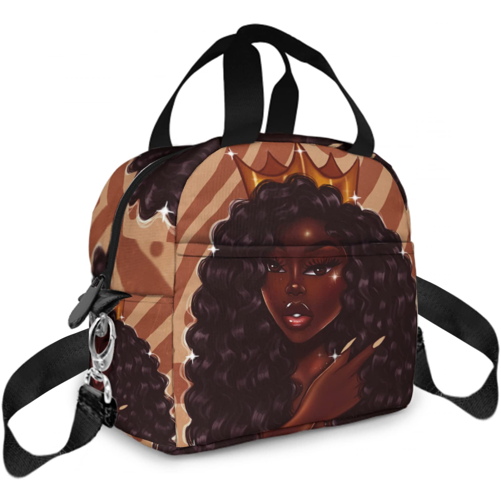 Insulated Lunch Bag for Women & Girls - African Print Cooler Lunch Box for School, Work, Picnic - Portable & Stylish Lunch Tote for Teens, Teachers, Middle School Students - Perfect for Daily Commute, Office Lunch & Outdoor Activities