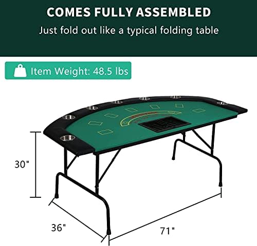 Foldable 7-Player Poker Table - 71