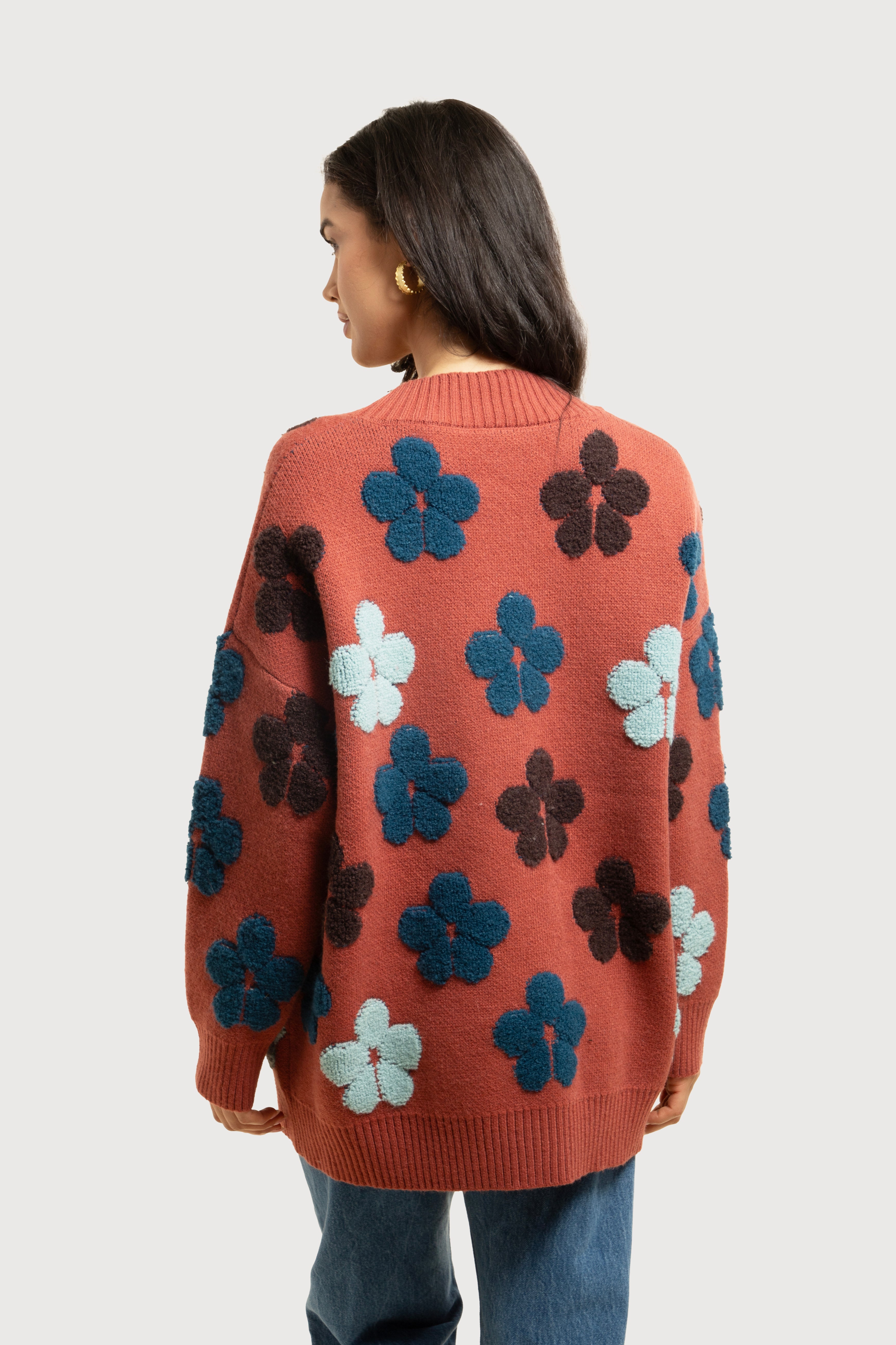 Floral Knit Cardigan for Women - Lightweight Open Front Sweater - Perfect for Spring & Fall Outfits, Office Wear & Casual Dates