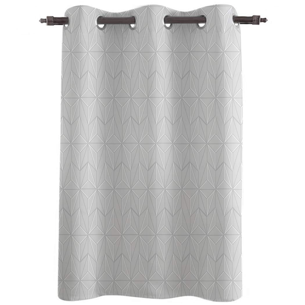 Blackout Curtains for Bedroom & Living Room - Thermal Insulated Window Drapes with Nordic Geometric Pattern in Grey | 24 Inch Length for Home Decor | Perfect for Light Blocking, Privacy & Temperature Control