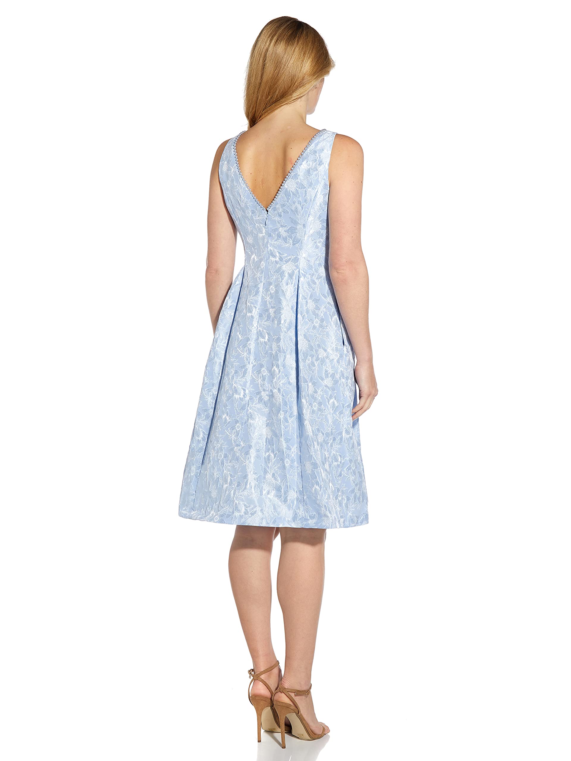 Adrianna Papell Women's Pearl Embellished Jacquard Cocktail Dress - Perfect for Weddings, Parties & Special Occasions