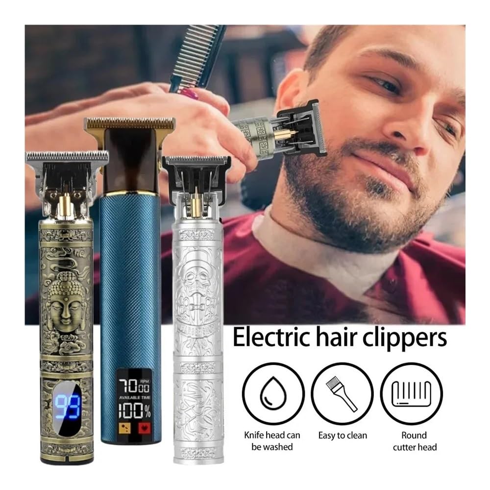 Professional USB Rechargeable Hair Clipper for Men - Gold Dragon B Barber Trimmer with Digital Display, Cordless Hair Cutting Machine for Home & Salon Use - Perfect for Beard Trimming, Fades, and Precision Haircuts