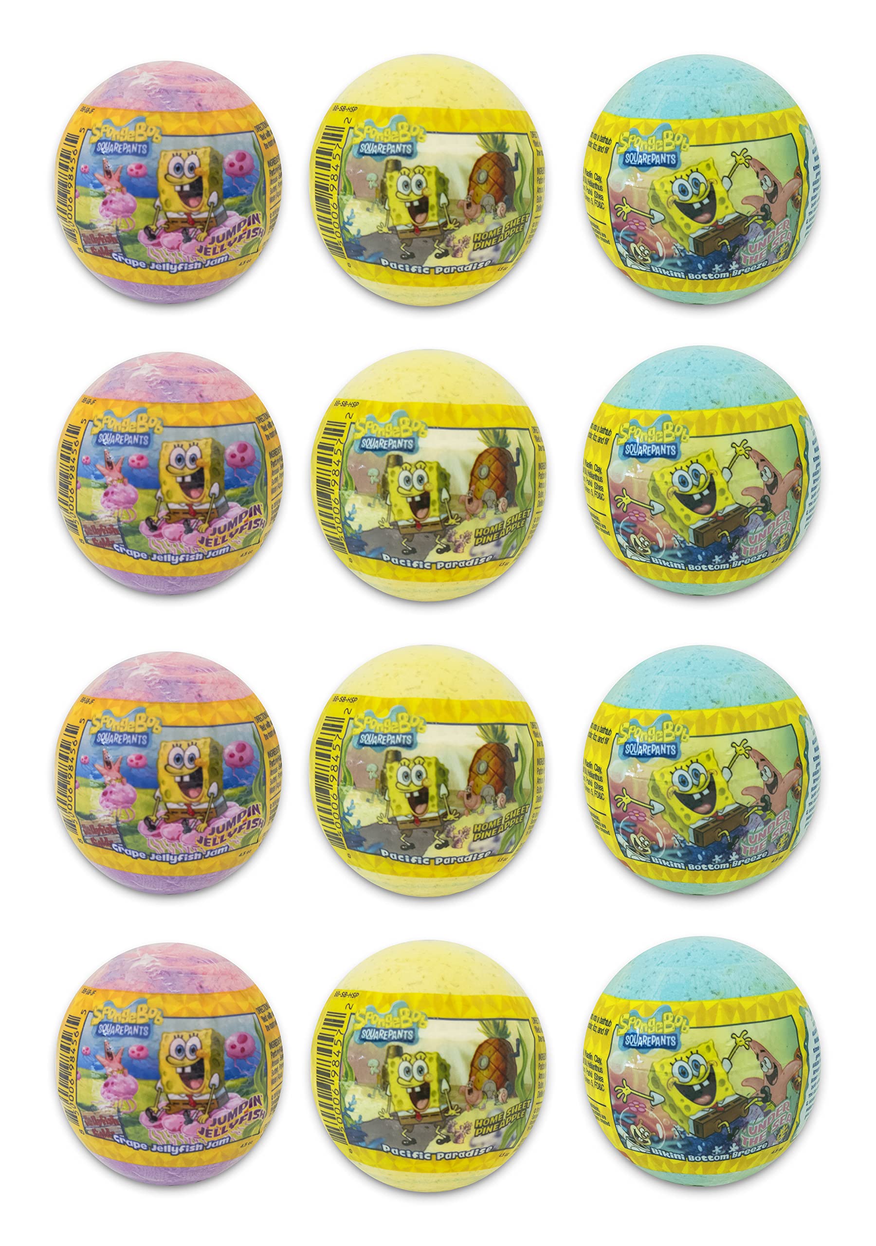 Spongebob Squarepants Scented Bath Bombs for Kids - 12 Pack Assorted Bubble Bath Fizzies Gift Set | Fun Bath Time for Boys & Girls, Birthday Party Favors, Relaxing Spa Night