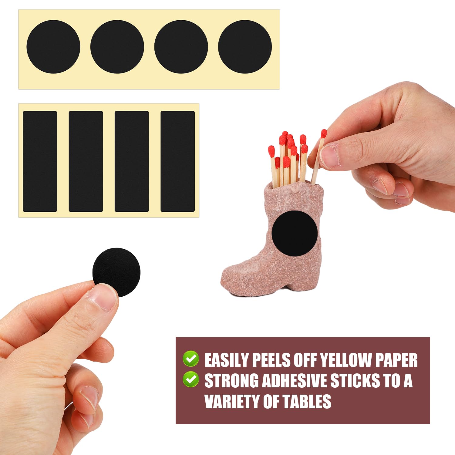 120pcs Black Match Striker Papers with Adhesive - 60 Round & 60 Rectangle Fire Starter Stickers for Match Rack, Cymbal Paper Replacement - Perfect for Camping, Hiking, and Emergency Fire Starting Kits