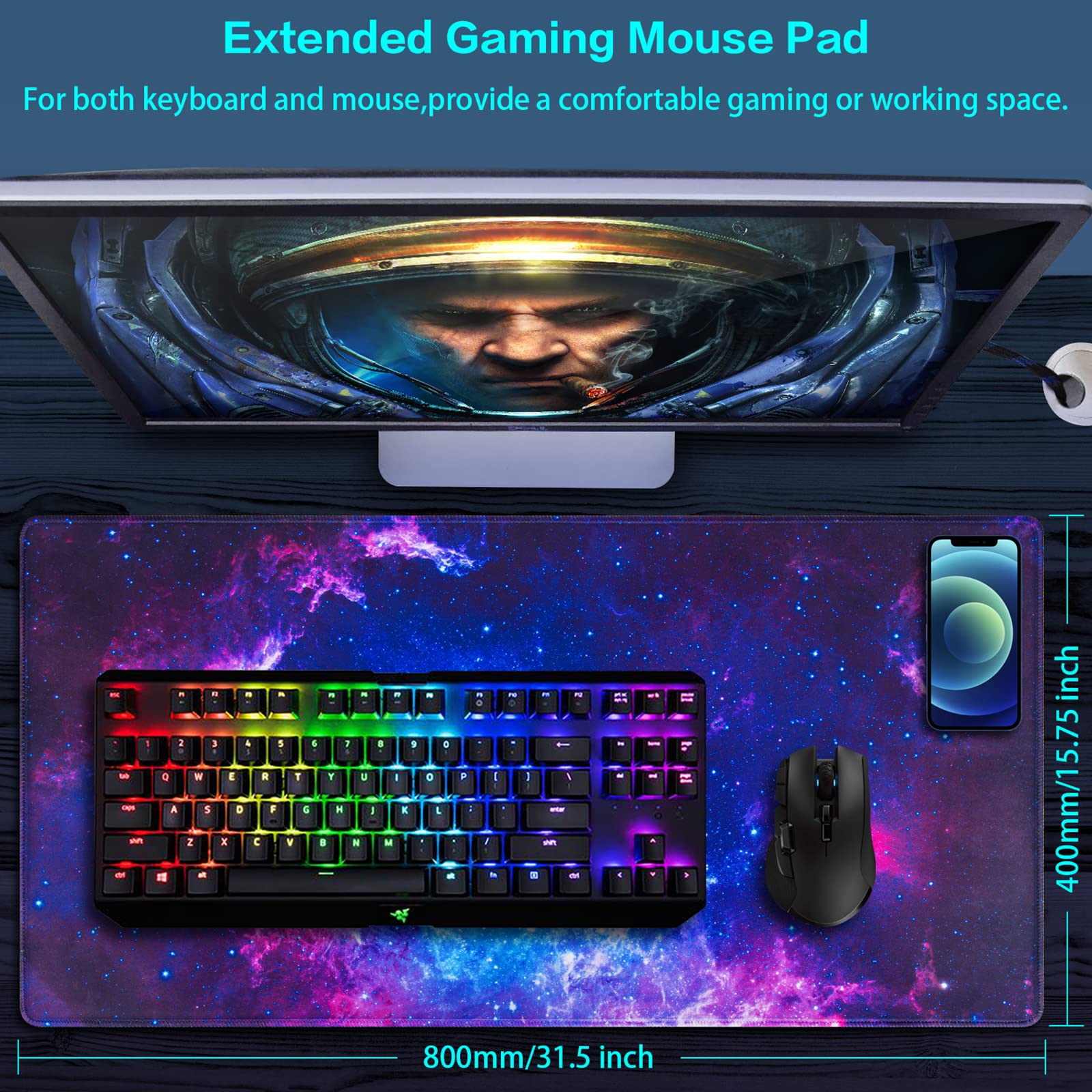 Canjoy Gaming Mouse Pad with Keyboard & Mouse Wrist Rest Set - Ergonomic Pain Relief for Computer & Laptop - Perfect for Office Work, Gaming & Long Typing Sessions