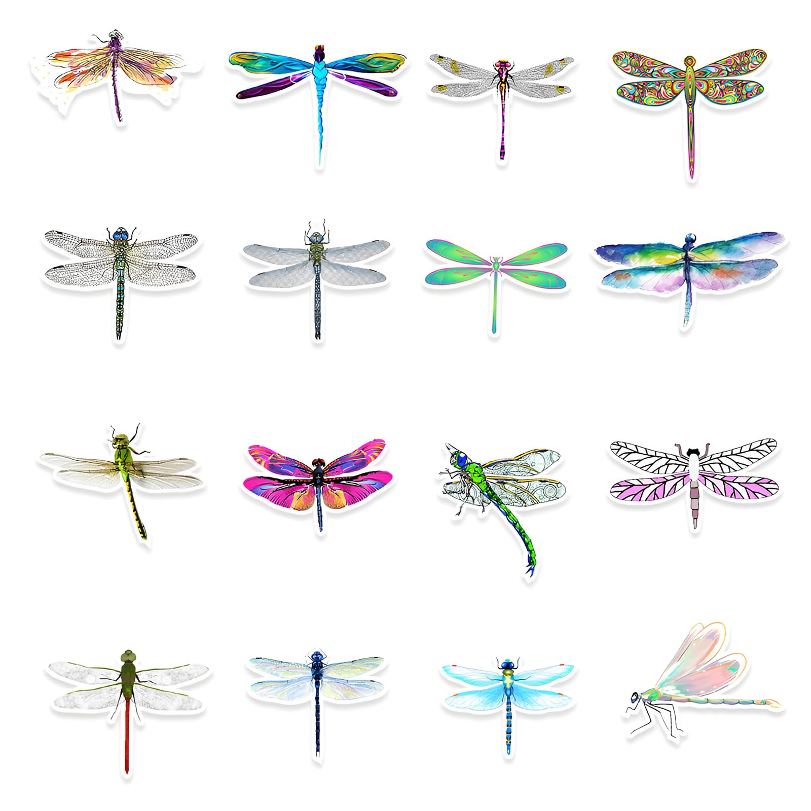 50 Pcs Waterproof Animal Stickers for Water Bottles, Laptop, Tablet, Luggage & Phone - Cute Vinyl Decals for Kids, Teens & Adults (Dragonfly Design) - Perfect for School, Office, Travel & DIY Crafts
