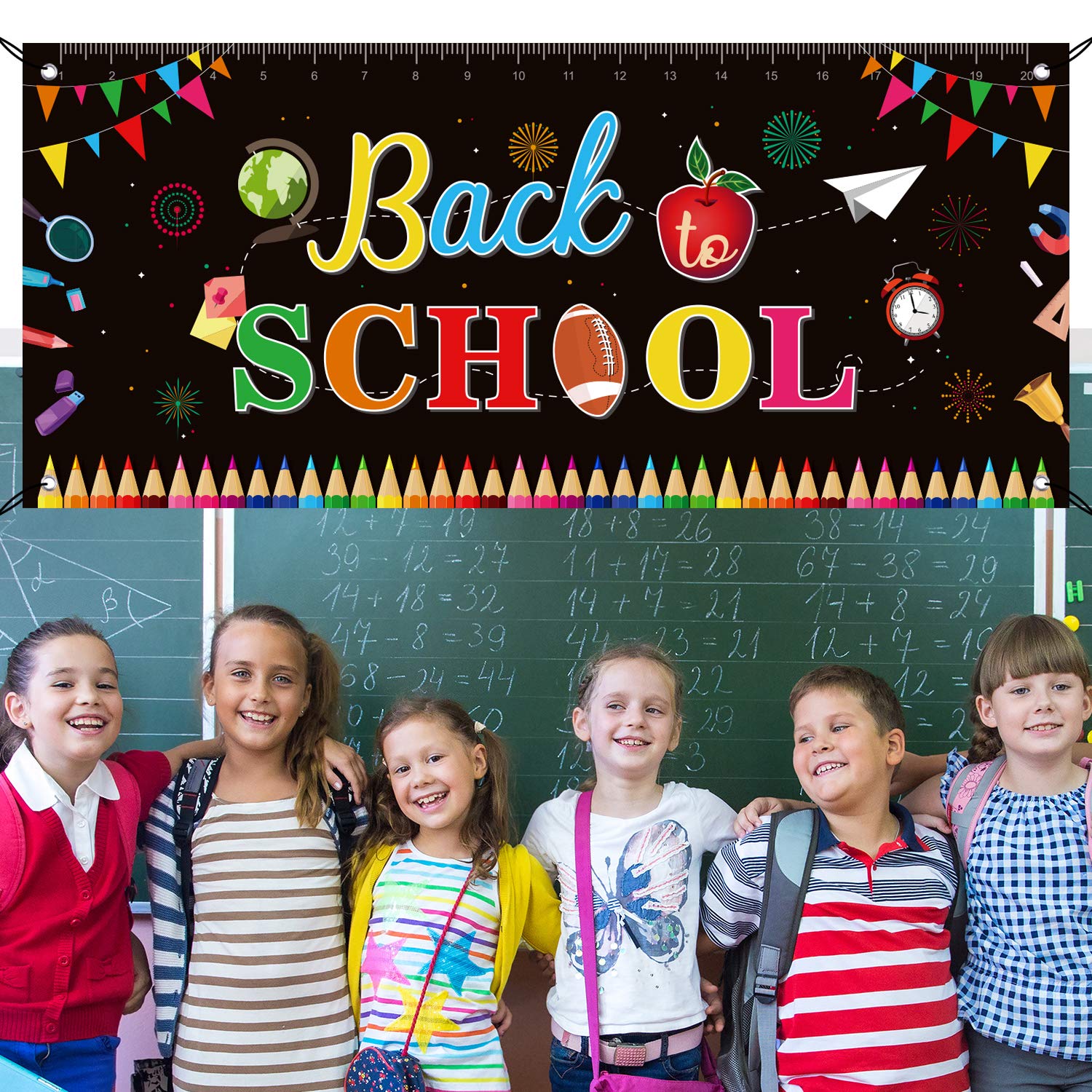 FEPITO Large Welcome Back to School Banner - 70.87 x 31.5 Inch First Day of School Fabric Banner for Teachers, Classroom & Office Decor - Perfect for Back to School Parties, Bulletin Boards & Wall Decorations