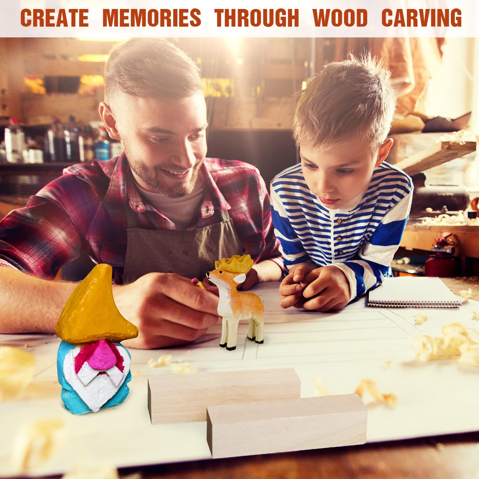 20PCS Basswood Carving Blocks - Wood Whittling Kit with 2 Sizes | Easy-to-Carve Basswood for Beginners & Professionals | Perfect for DIY Crafts, Woodworking Projects & Hobby Carving