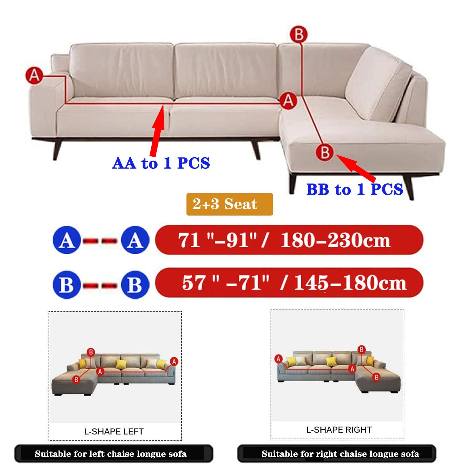 Stretchable L-Shaped Sectional Sofa Covers for Pets - Gray 3-Cushion Couch Protector with 2 Pillowcases (2PC) - Perfect for Living Room Furniture Protection & Dog-Friendly Home Decor
