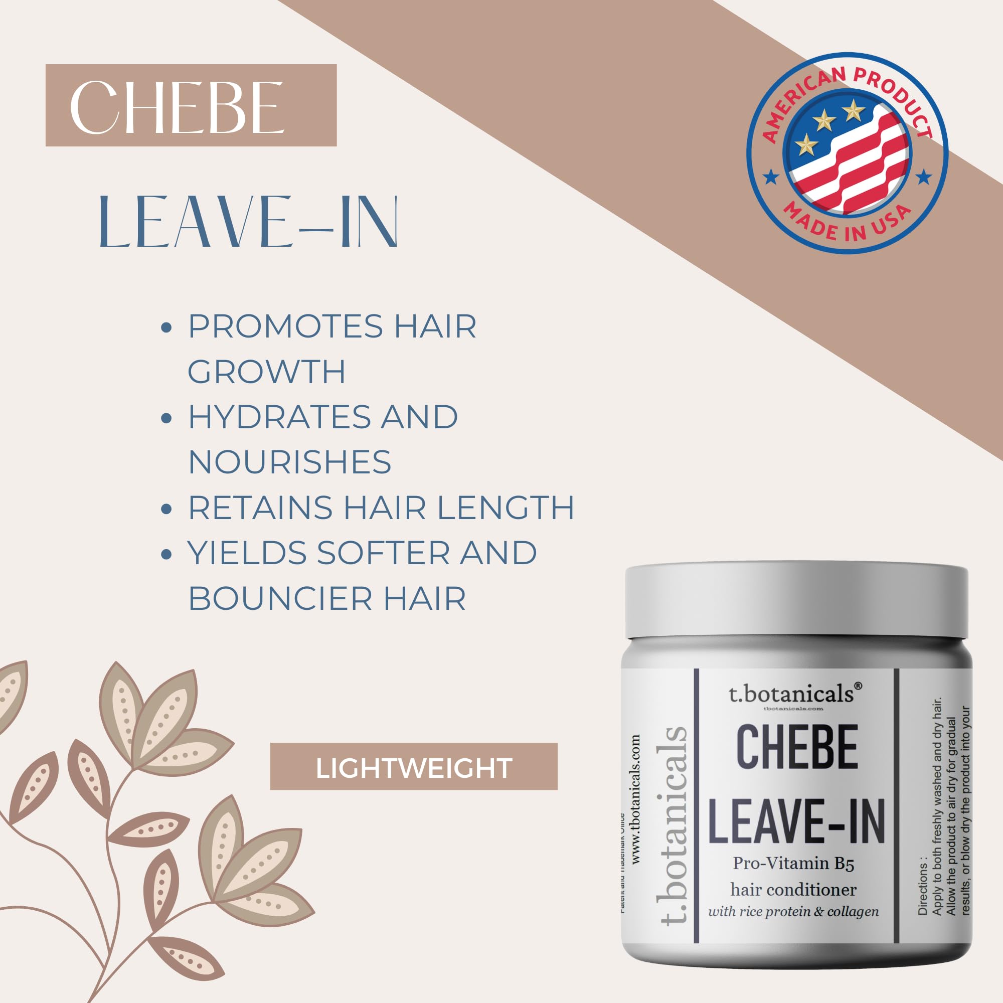 Chebe Leave-In Conditioner for Hair Growth – Provitamin B5, Chebe Butter, Powder & Oil with Silk Amino Acids & Collagen | Thickening & Strengthening Treatment | Lavender Scented (8 oz) | Perfect for Dry, Damaged & Natural Hair Care Routine