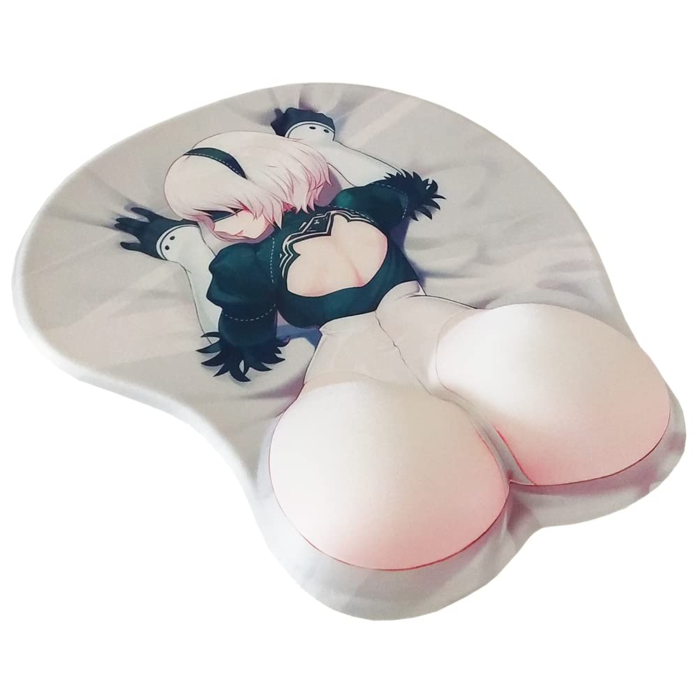 Ergonomic Gel Mouse Pad with Wrist Support - Cute Anime Office & Gaming Mousepad (Grey) - Perfect for Computer Work, Gaming & Kawaii Desk Accessories - Funny Gift Idea