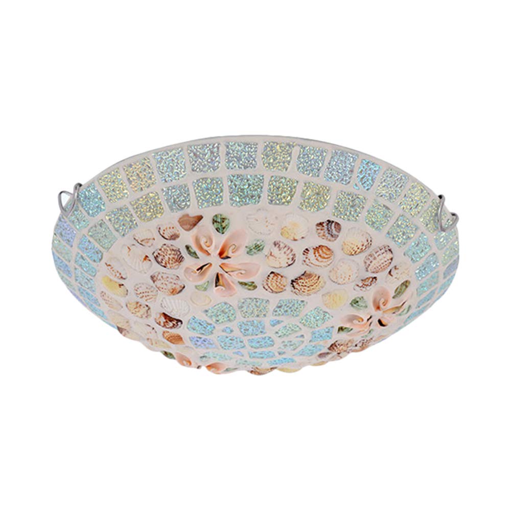 Handmade Shell Beige Flush Mount Ceiling Light Bowl - 12